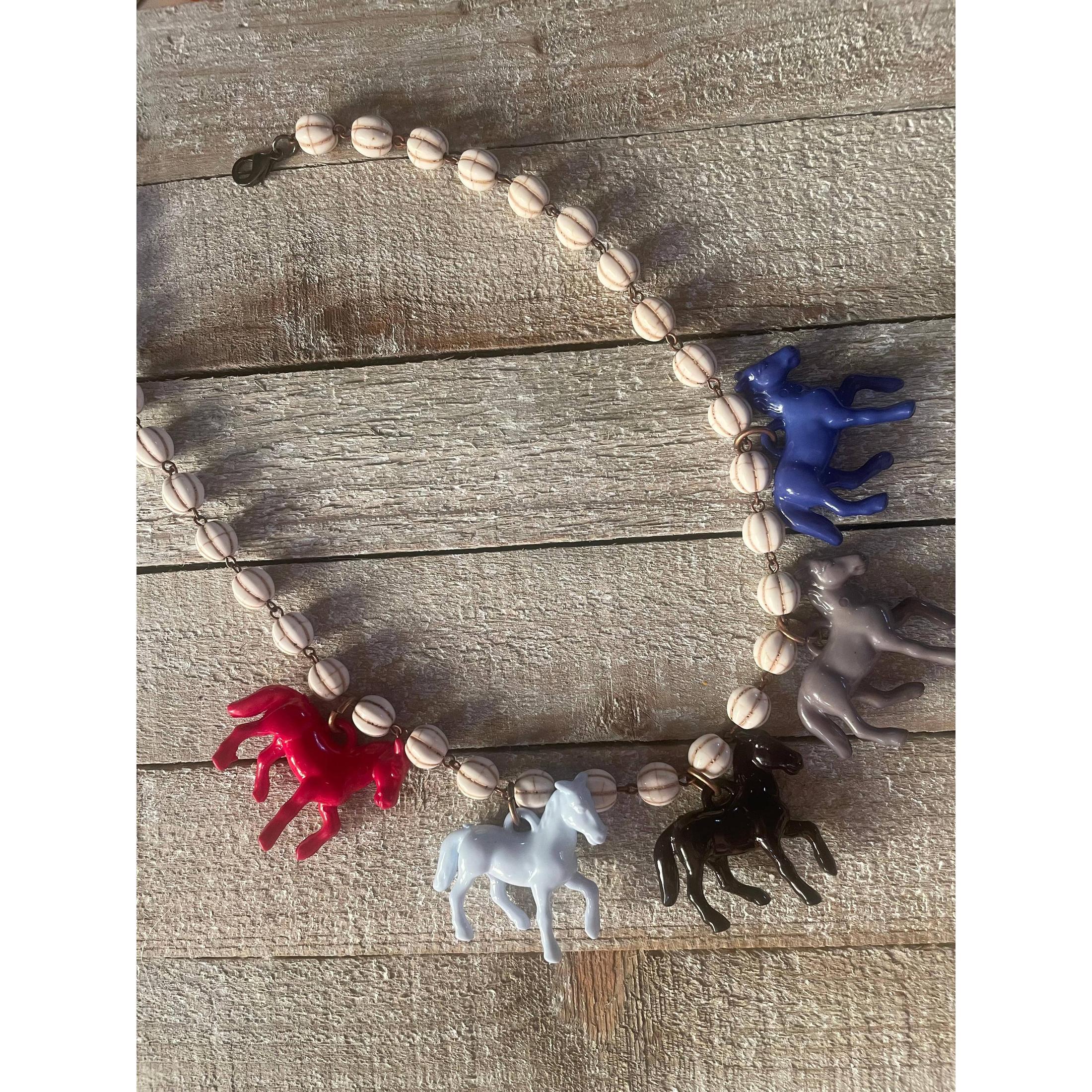 Pony Horse Club Necklace on Cream Beads | Handmade in the US - Image 5