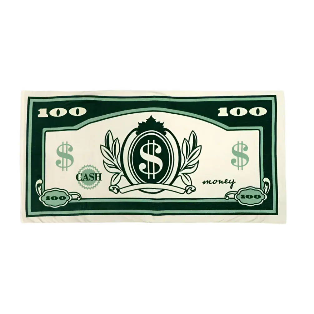 $100 Money Bill Green & Cream Pool / Beach Towel | Ultra-Soft Lightweight Travel Linen Towel - Image 3