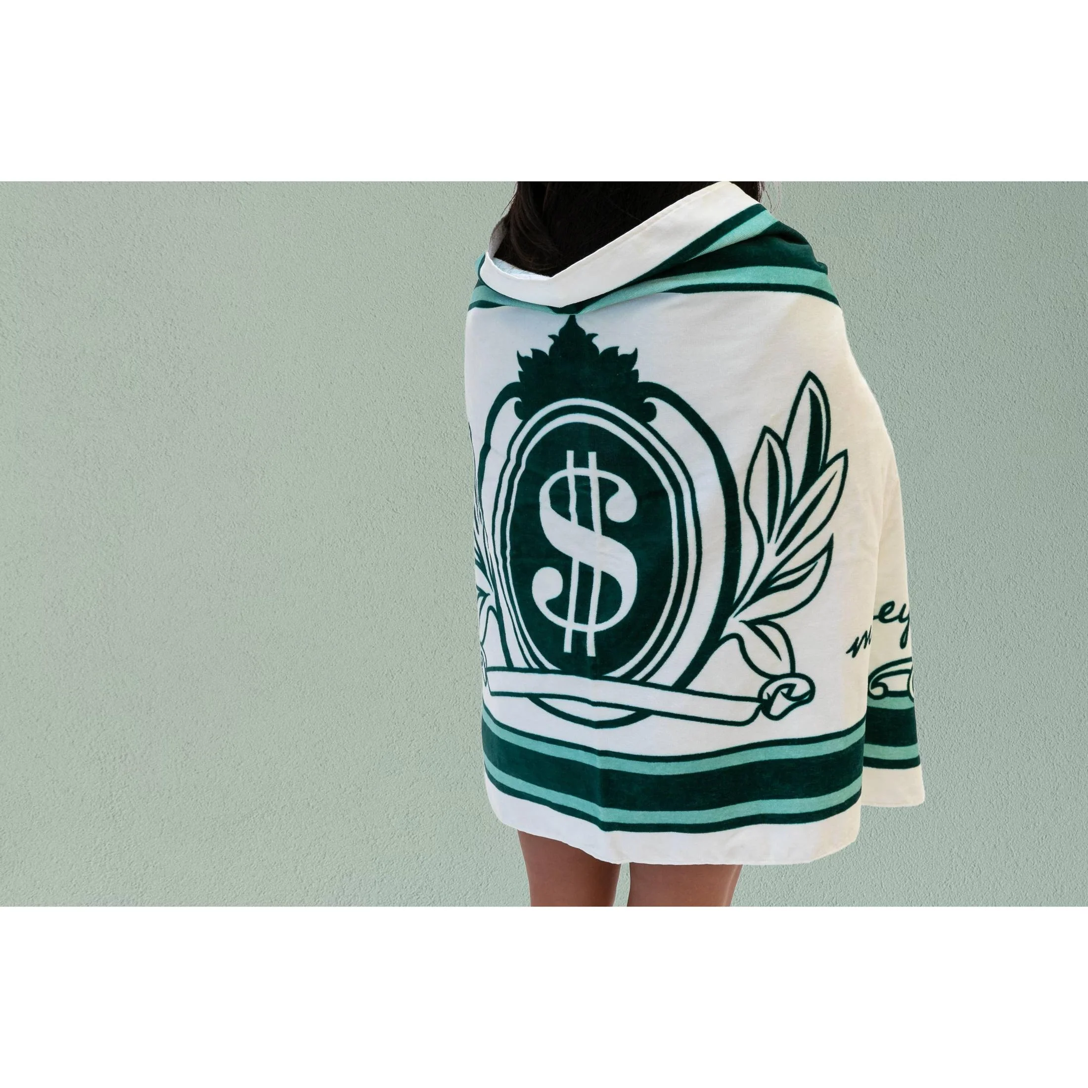 $100 Money Bill Green & Cream Pool / Beach Towel | Ultra-Soft Lightweight Travel Linen Towel - Image 6