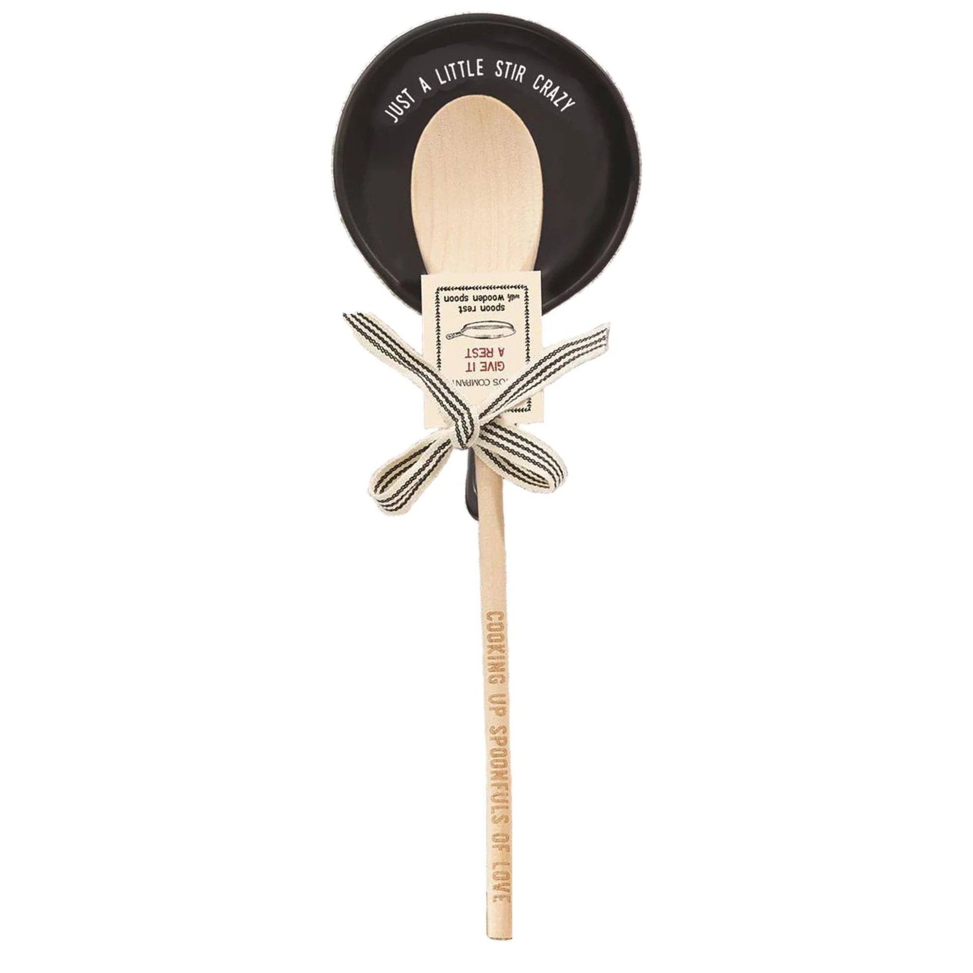 Giftable Wooden Spoon and Cast Iron Spoon Rest Set with Cute Sayings - Image 4