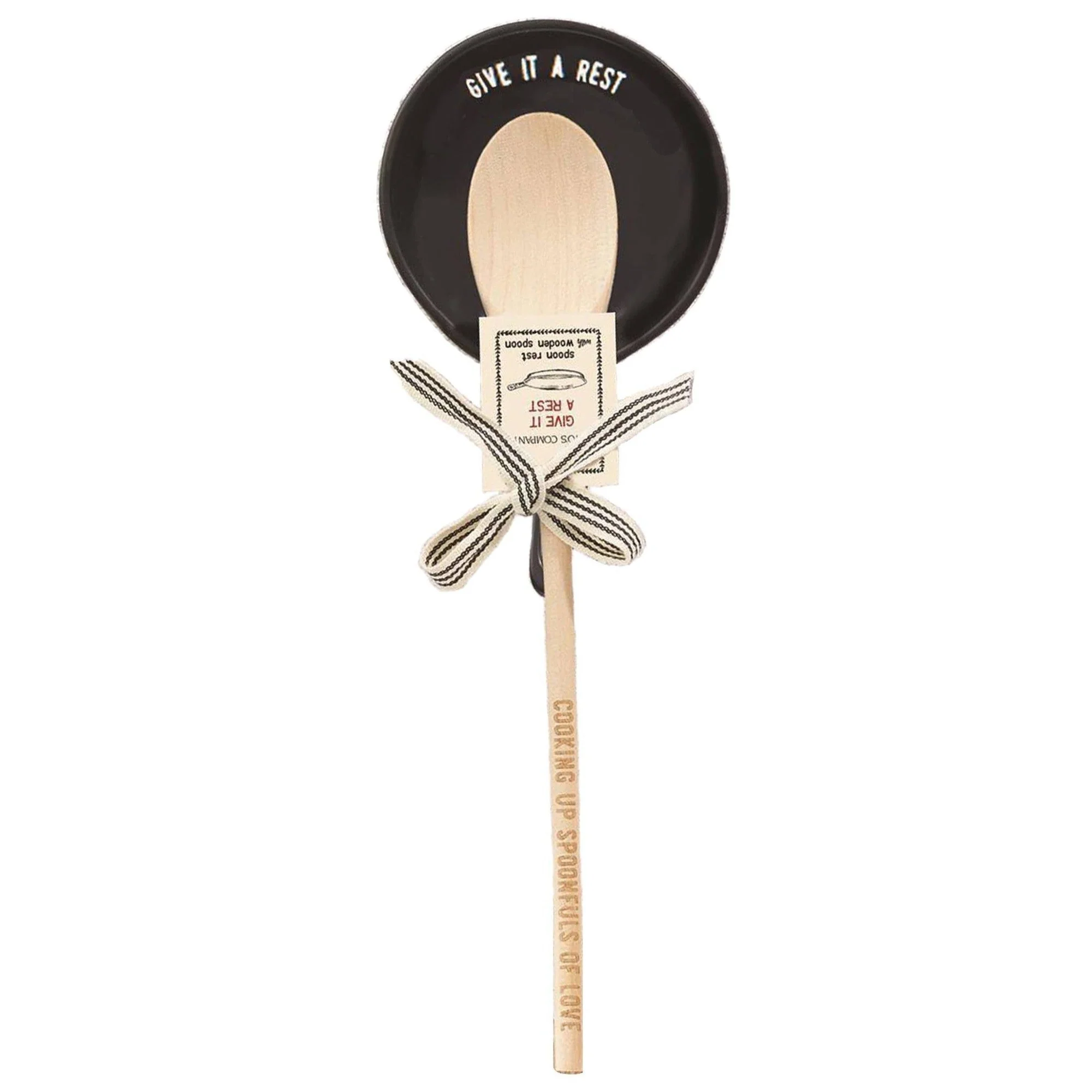 Giftable Wooden Spoon and Cast Iron Spoon Rest Set with Cute Sayings - Image 5