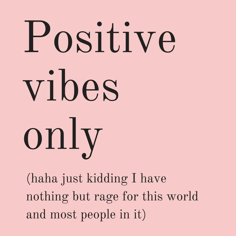 Positive Vibes Only (Plus Rage) Vinyl Weatherproof Sticker in Blush Pink - Image 2