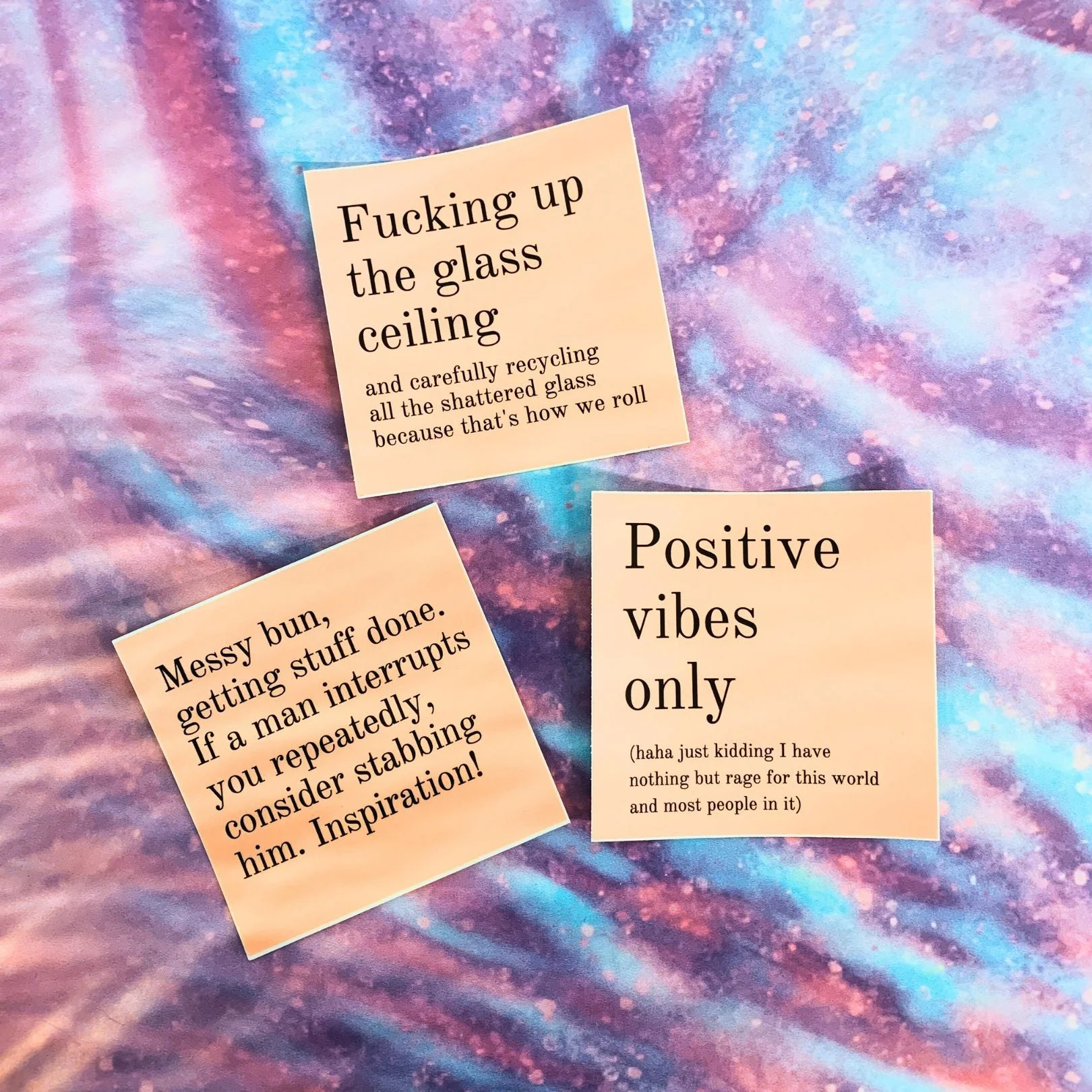 Positive Vibes Only (Plus Rage) Vinyl Weatherproof Sticker in Blush Pink - Image 6