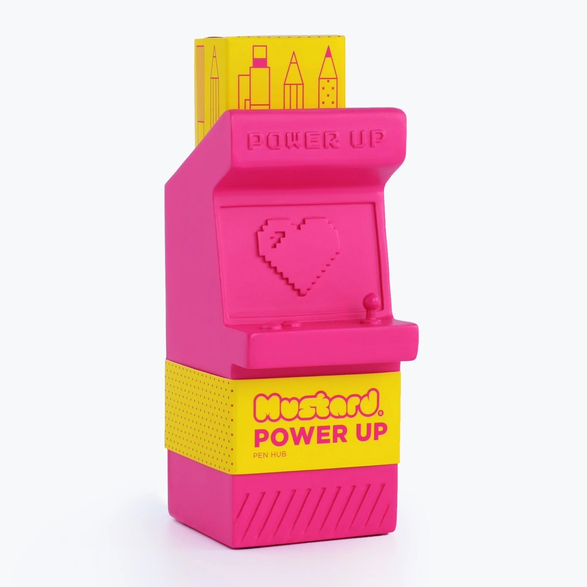 Power Up Retro Arcade Style Pen Pot | Pencil Cup in Hot Pink - Image 4