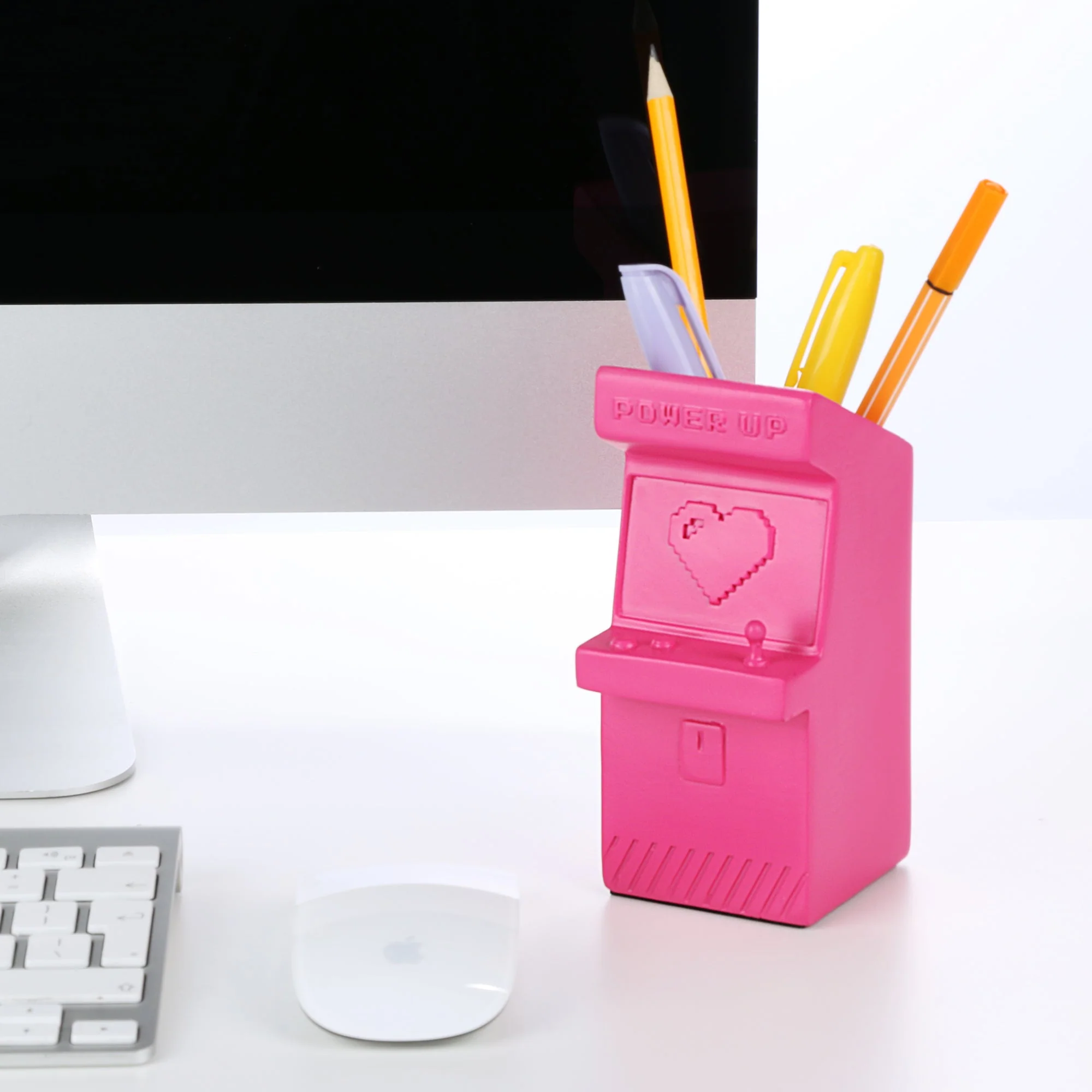 Power Up Retro Arcade Style Pen Pot | Pencil Cup in Hot Pink - Image 5