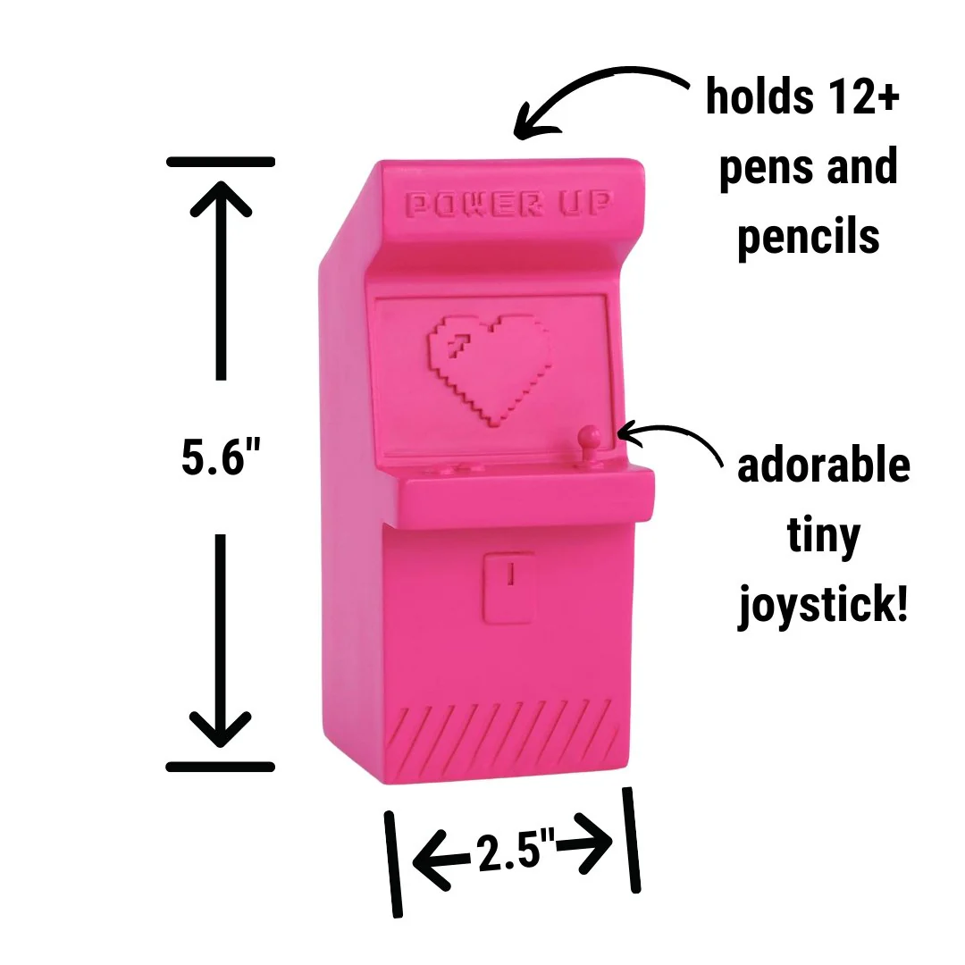 Power Up Retro Arcade Style Pen Pot | Pencil Cup in Hot Pink - Image 7