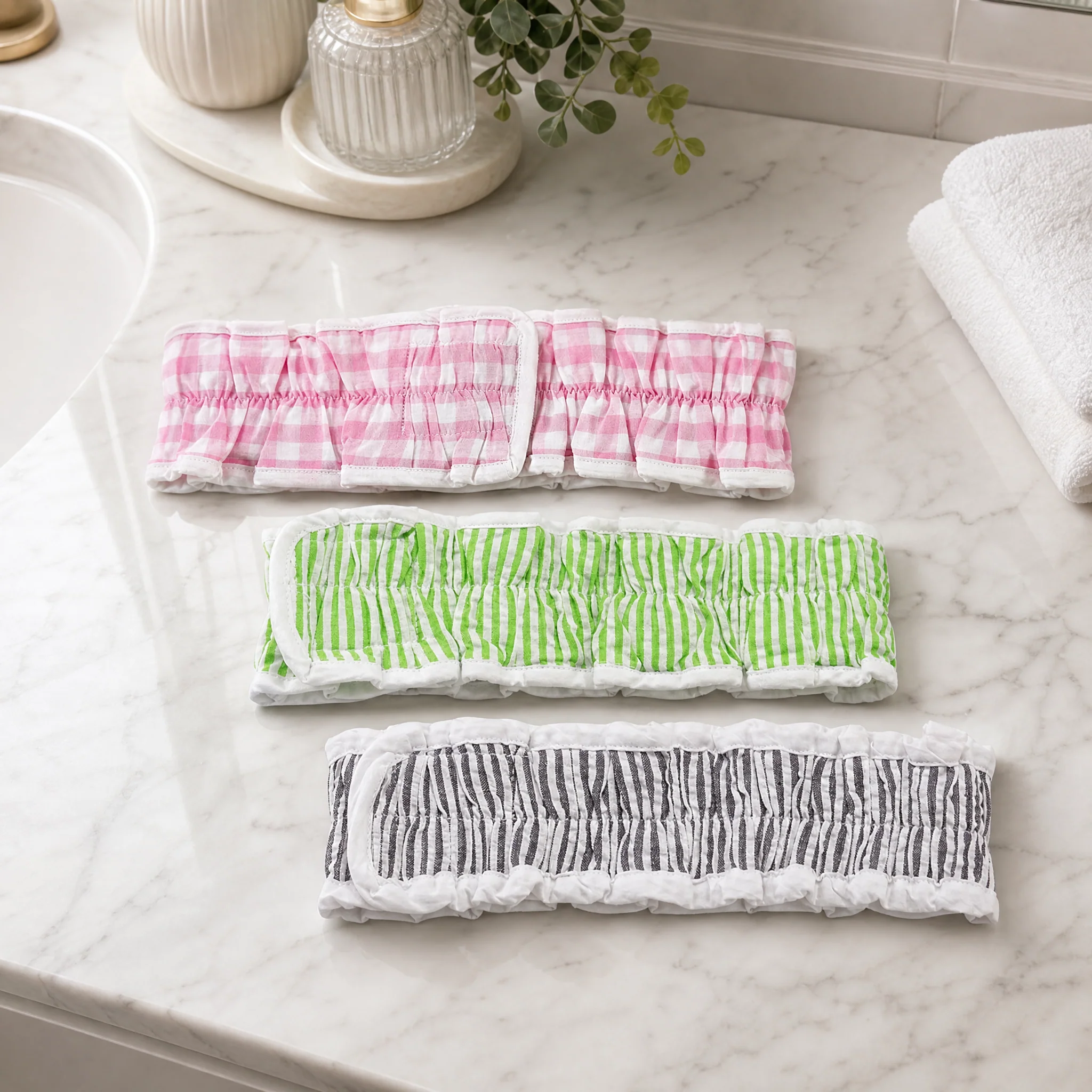 Pretty Seersucker Spa Headbands | Cozy Hair Bands For Makeup and Skincare - Image 26
