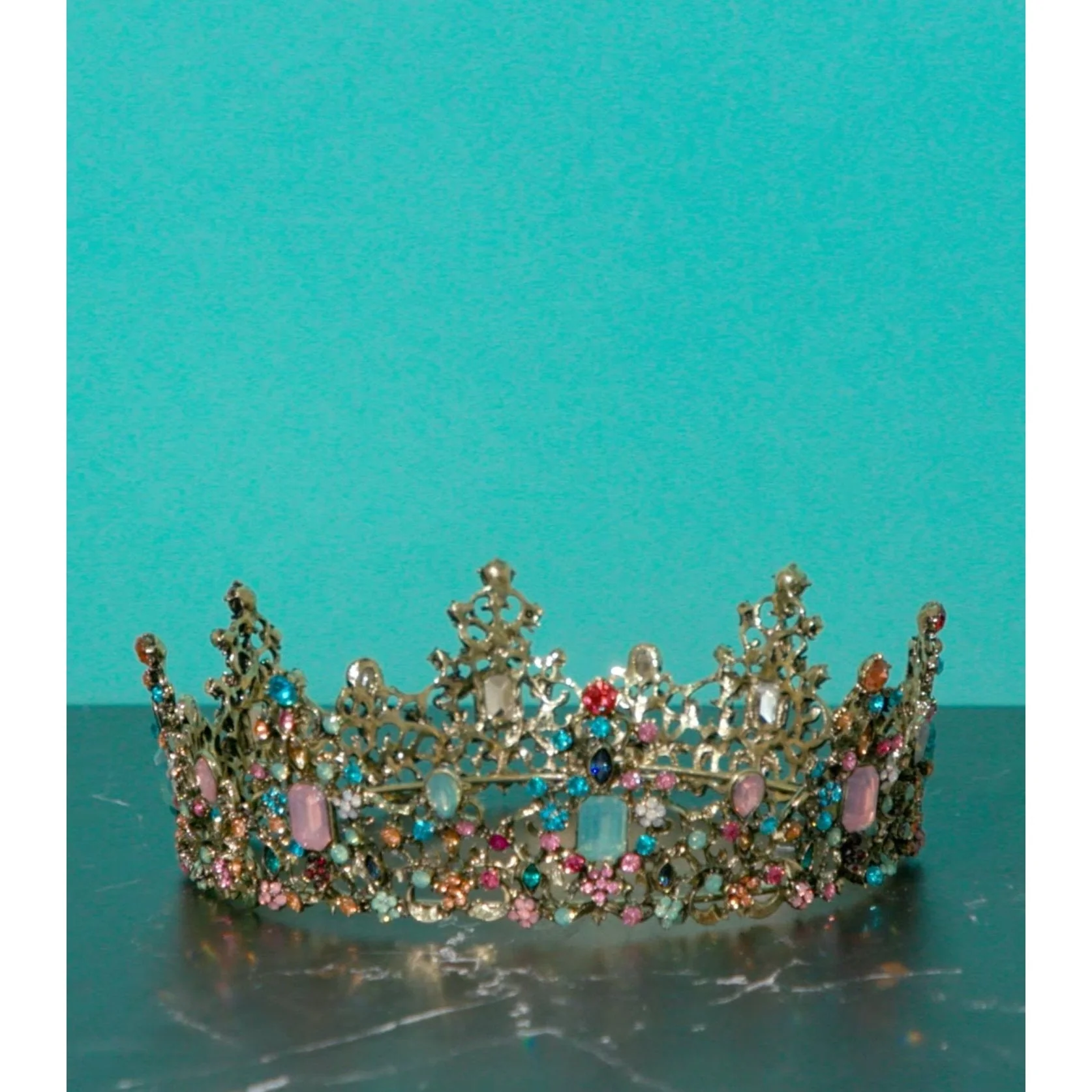Princess of Pastels Luxe Tiara Crown | Royalty Crown Party or Bridal Hair Accessory - Image 2