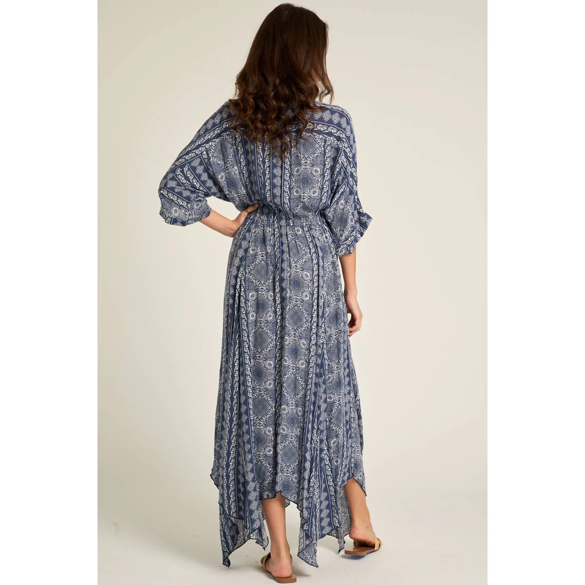 Printed Stripe Kimono Sleeve Maxi Dress [Available in Small and Large Only] - Image 7