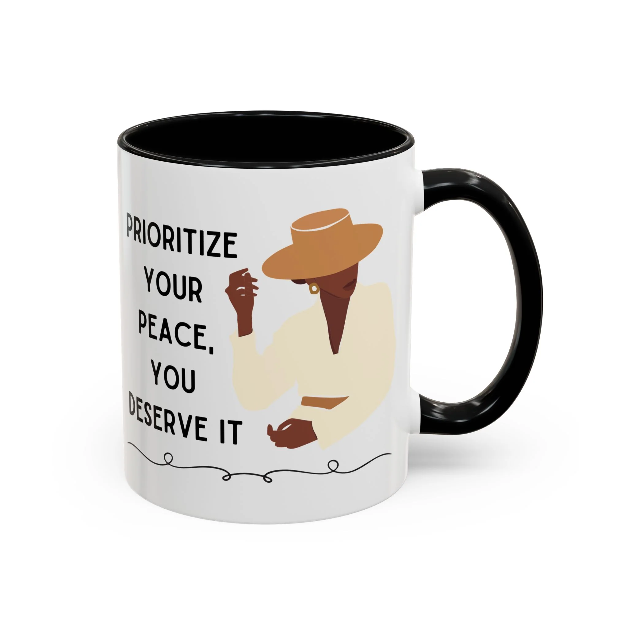 Prioritize Your Peace, You Deserve It Accent Coffee Mug 11oz - Image 3