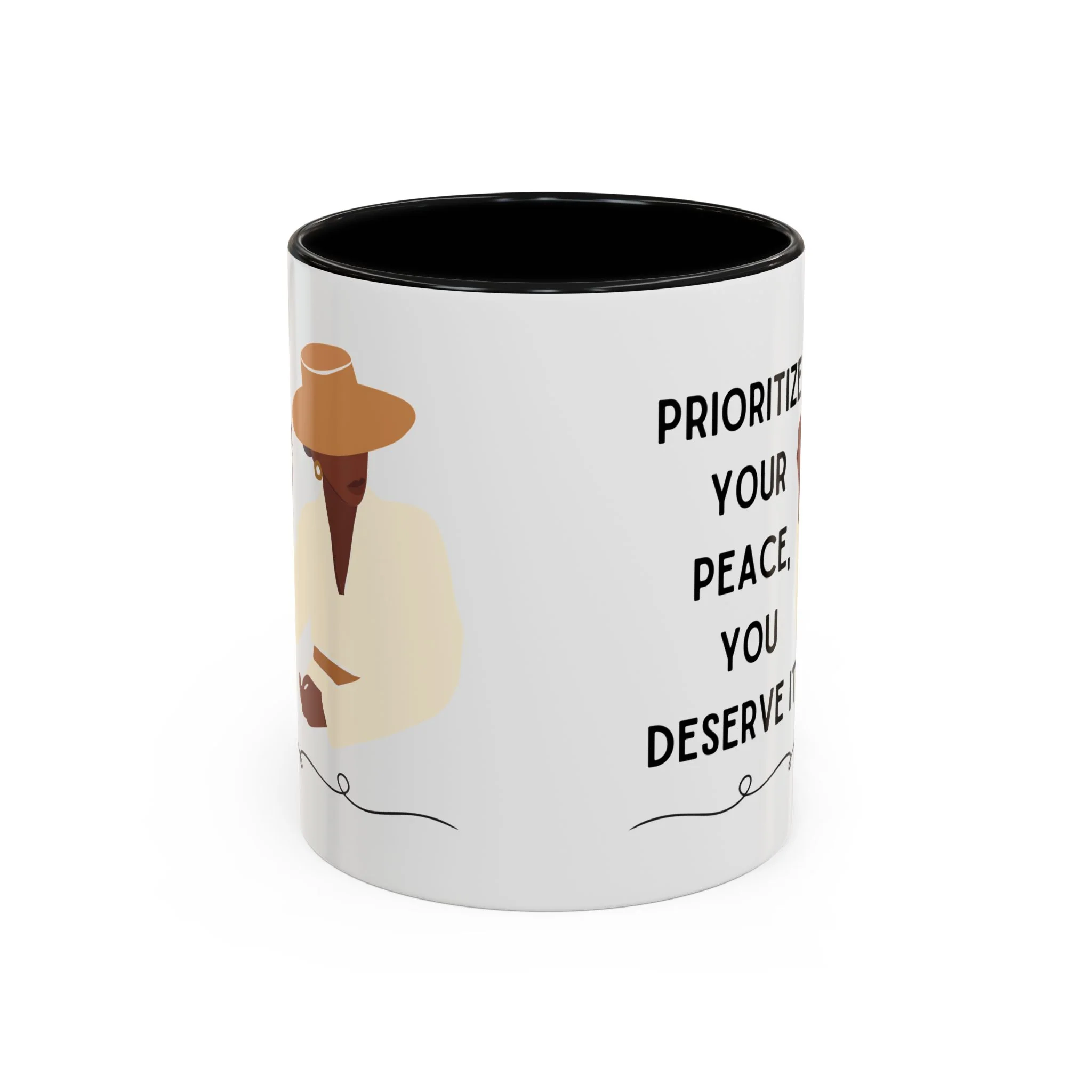 Prioritize Your Peace, You Deserve It Accent Coffee Mug 11oz - Image 4