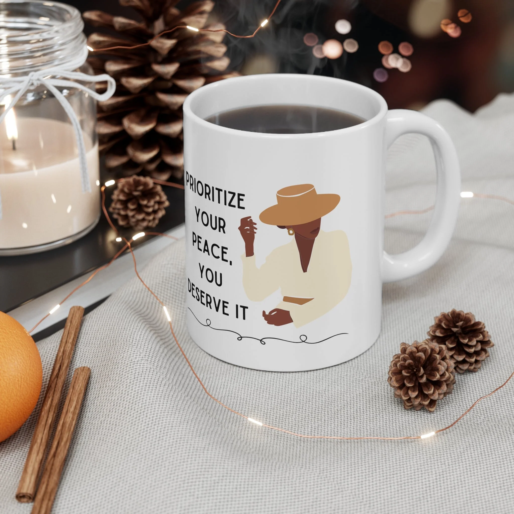 Prioritize Your Peace, You Deserve It Ceramic Mug 11oz - Image 4