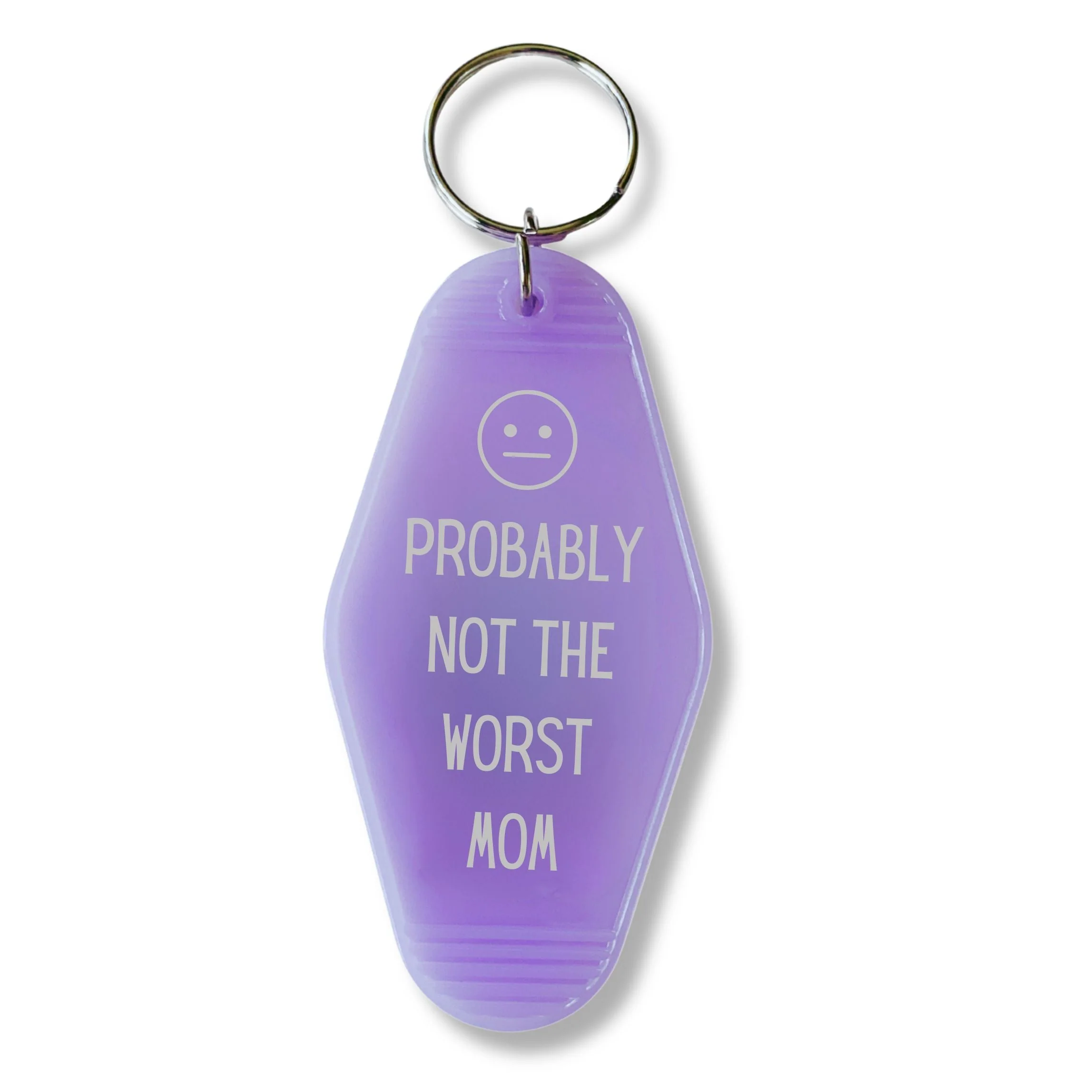 Probably Not the Worst Mom Motel Style Keychain in Purple - Image 4
