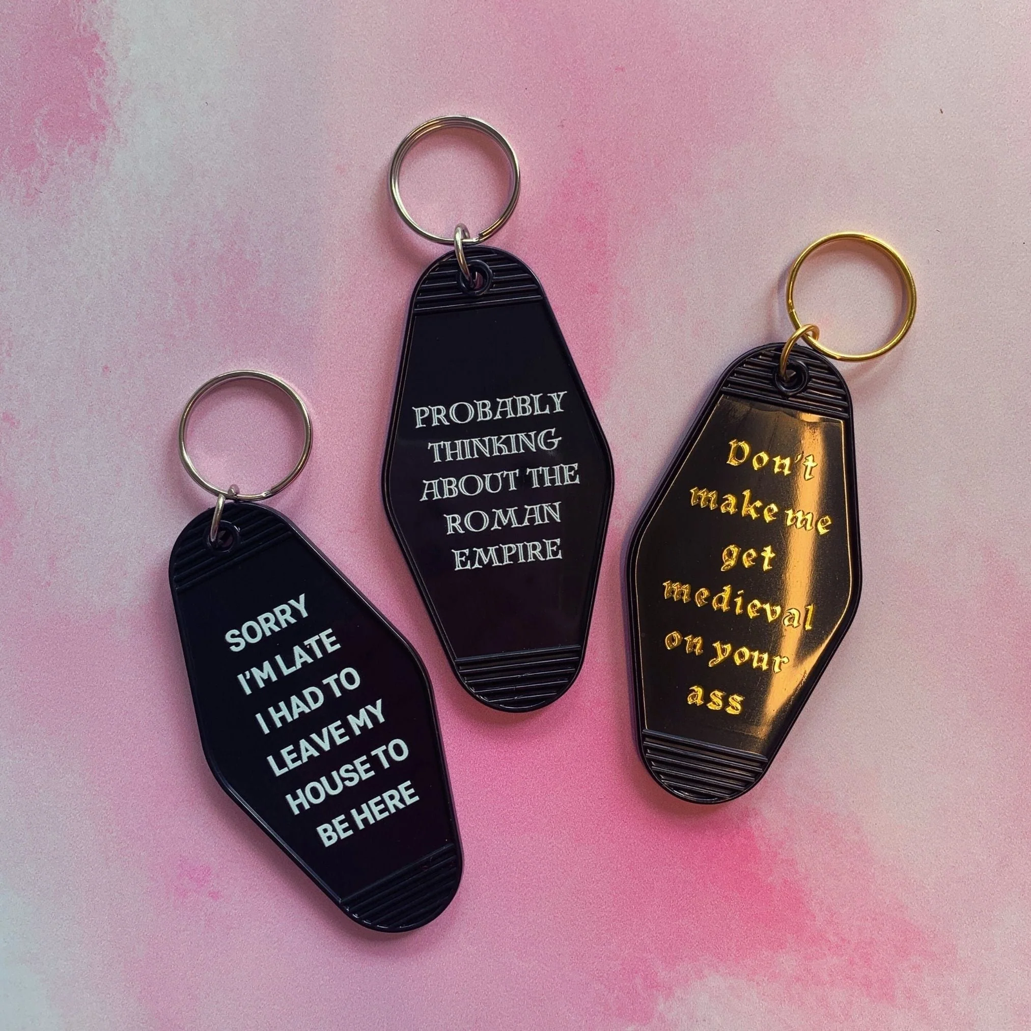 Probably Thinking About the Roman Empire Motel Style Keychain in Black - Image 7