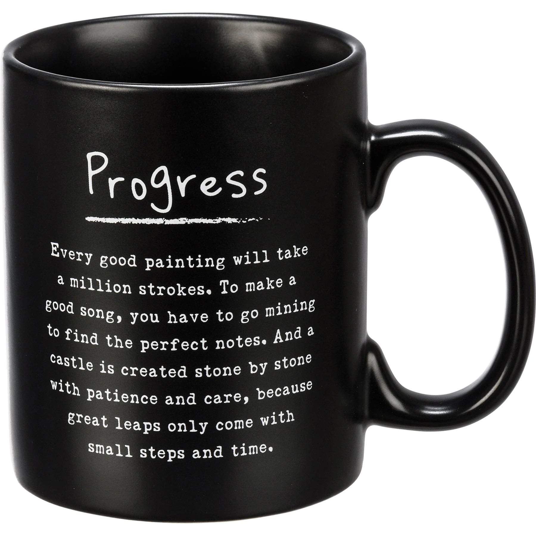 Progress Mug in Matte Black | Double-sided Stoneware Coffee Tea Cup | 20oz - Image 2
