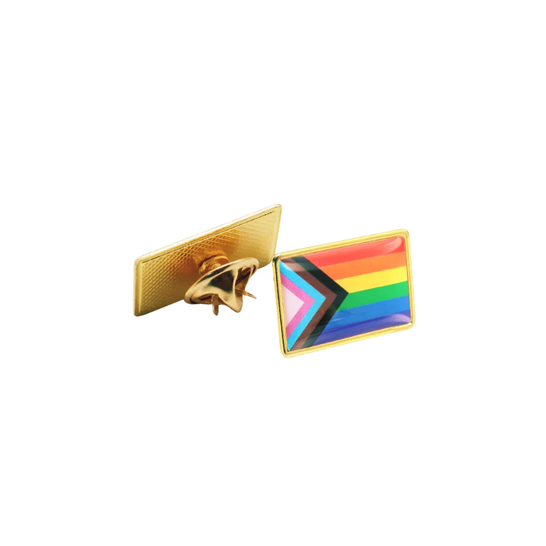 Progress Pride Flag Pin | LGBTQ Rainbow Flag Gold and Enamel Pin Brooch - Image 4