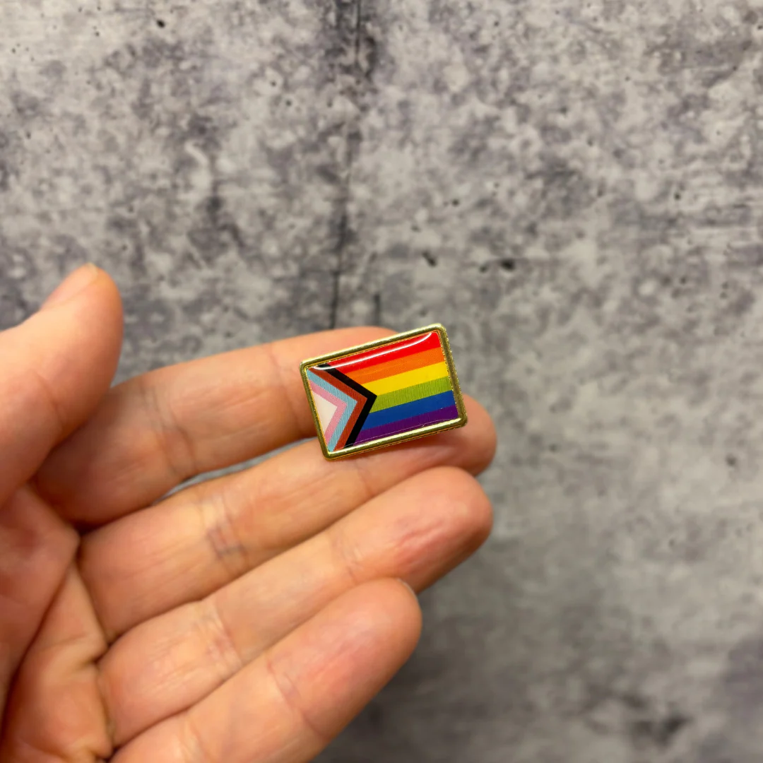 Progress Pride Flag Pin | LGBTQ Rainbow Flag Gold and Enamel Pin Brooch - Image 8