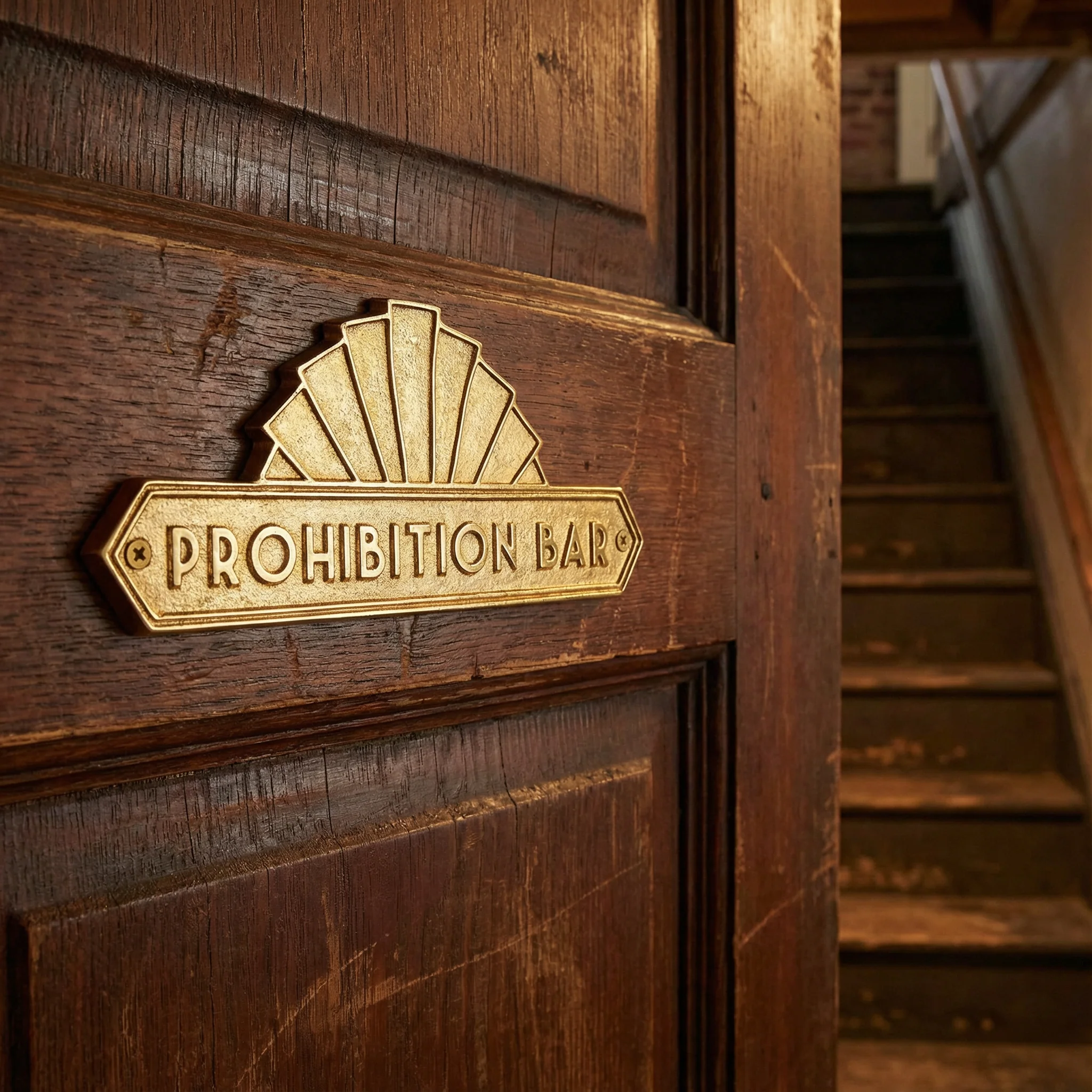Prohibition Bar Door Plaque Wall Decor | Antique Brass Vintage Bar Hanging Metal Display | 9" x 3.50" - Image 3