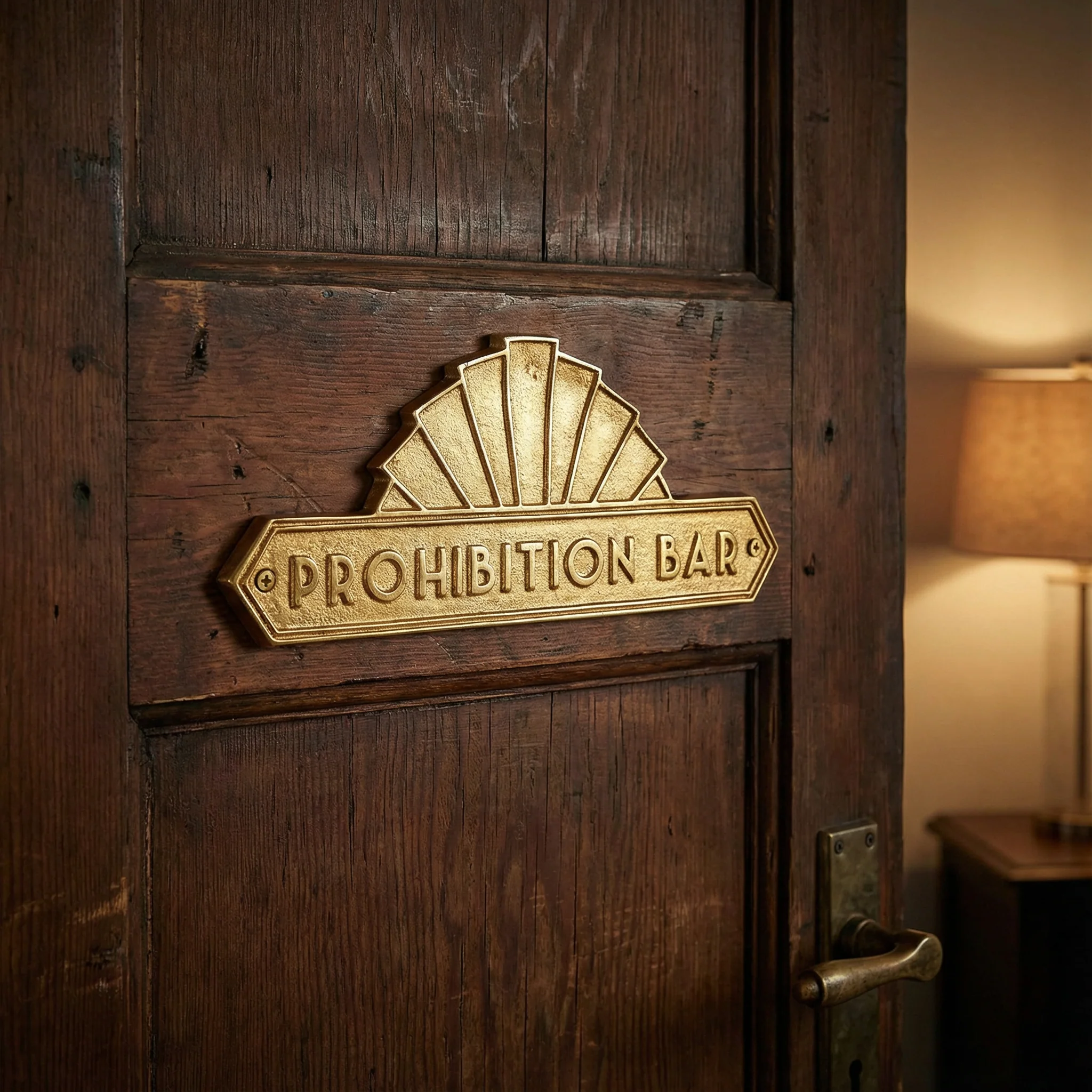 Prohibition Bar Door Plaque Wall Decor | Antique Brass Vintage Bar Hanging Metal Display | 9" x 3.50" - Image 7