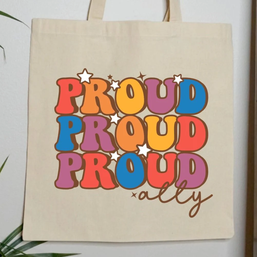 Proud Ally LGBTQ Pride Canvas Tote Bag - Image 2