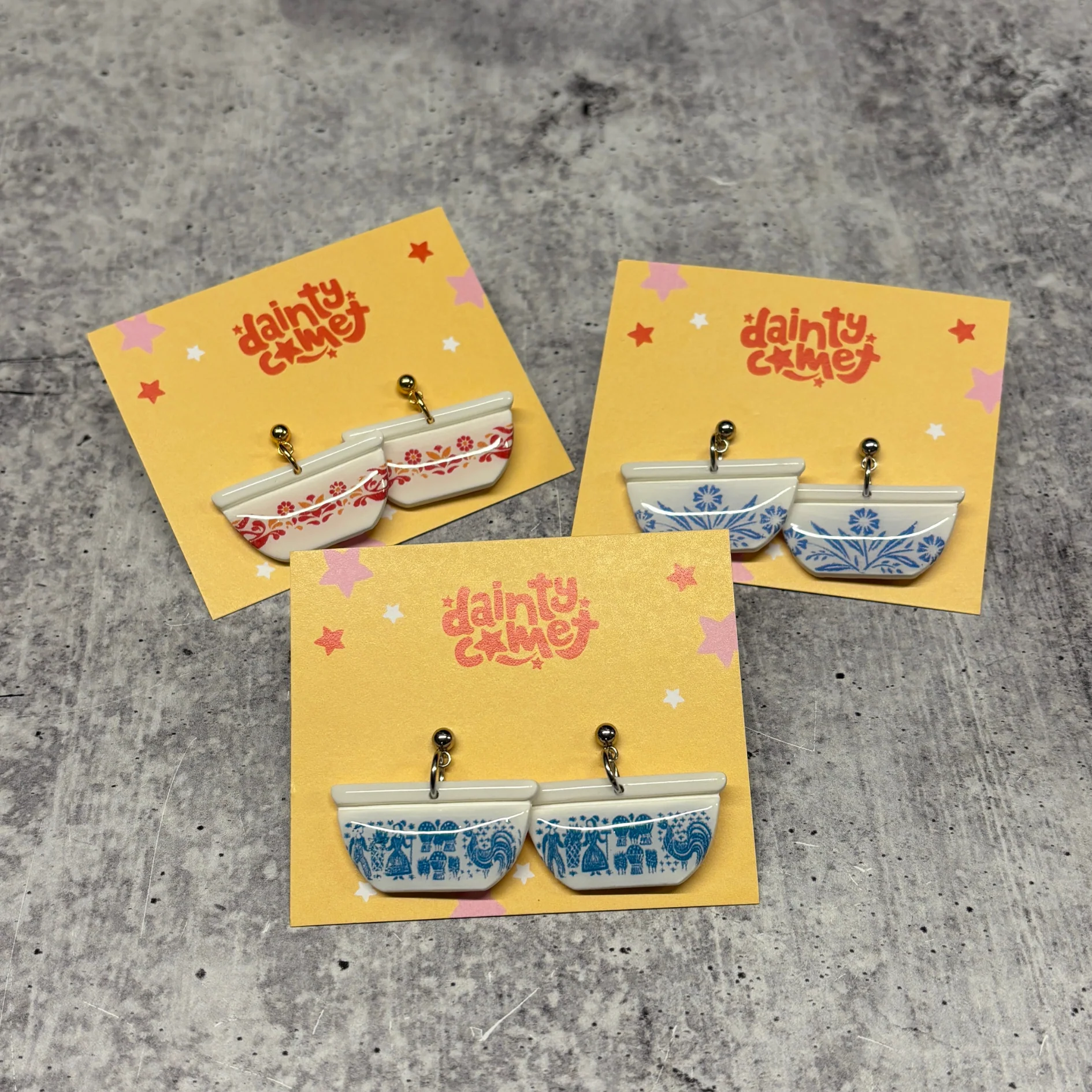 Handmade Pyrex Dish Earrings | Historic Prints on Polymer Clay - Image 9