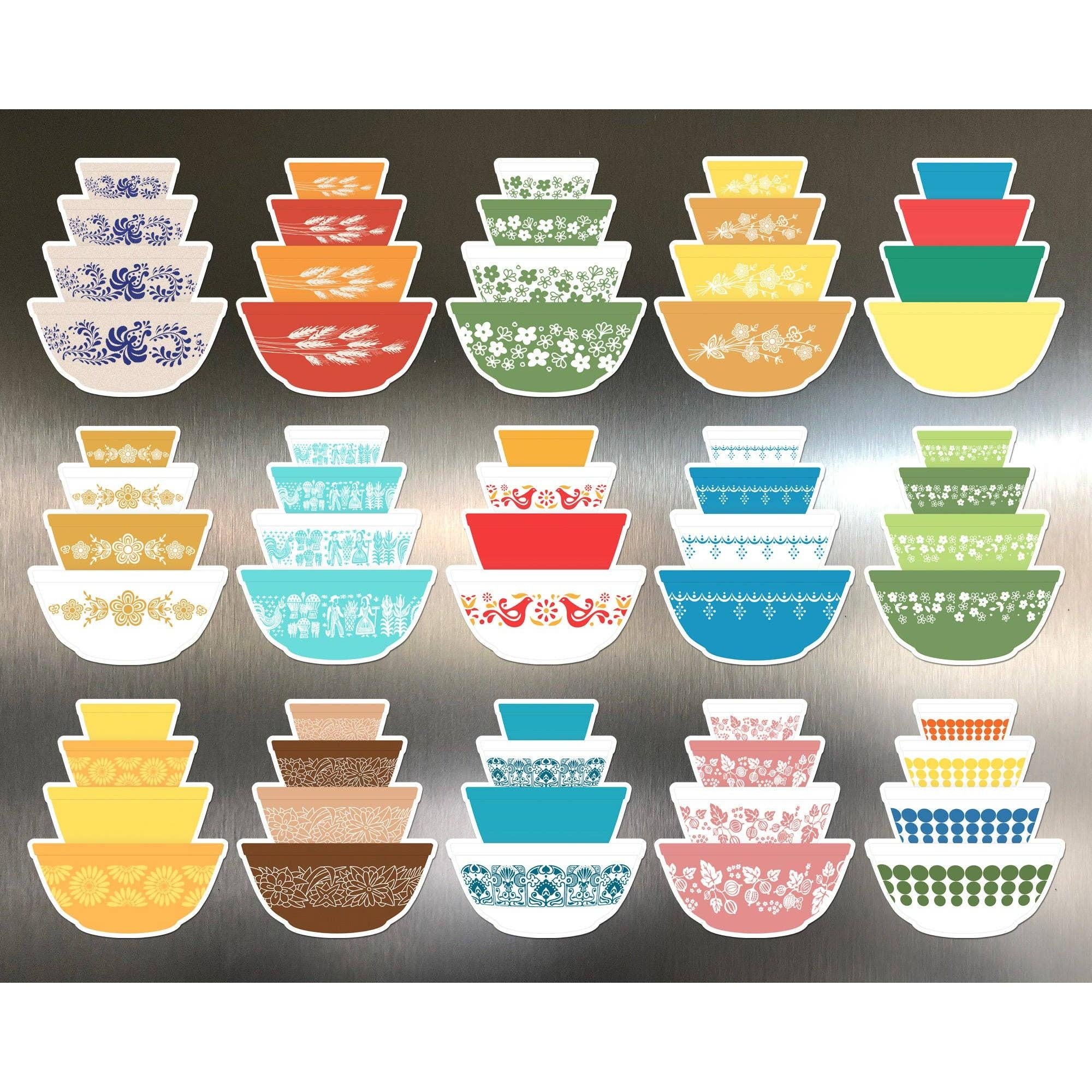 Pyrex-Inspired Mixing Bowl Stack Magnet | Retro Vintage Fridge Magnet
