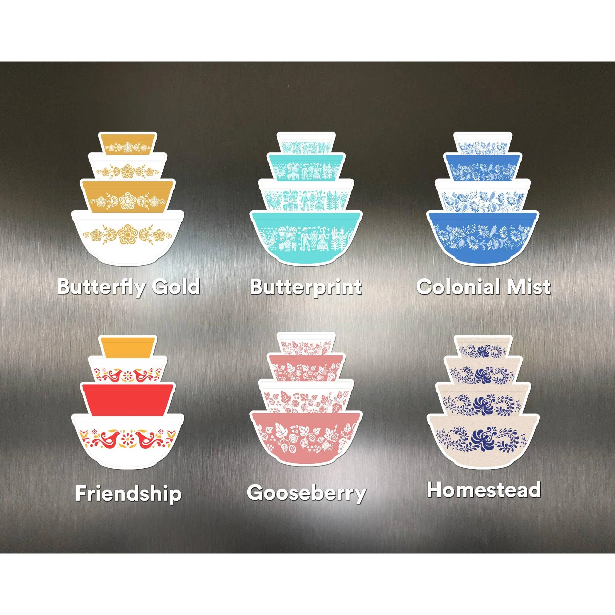 Pyrex-Inspired Mixing Bowl Stack Magnet | Retro Vintage Fridge Magnet - Image 3