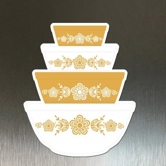 Pyrex-Inspired Mixing Bowl Stack Magnet | Retro Vintage Fridge Magnet - Image 7