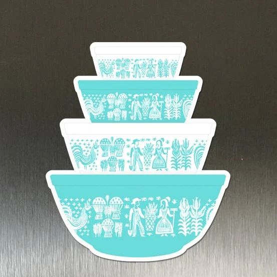 Pyrex-Inspired Mixing Bowl Stack Magnet | Retro Vintage Fridge Magnet - Image 8