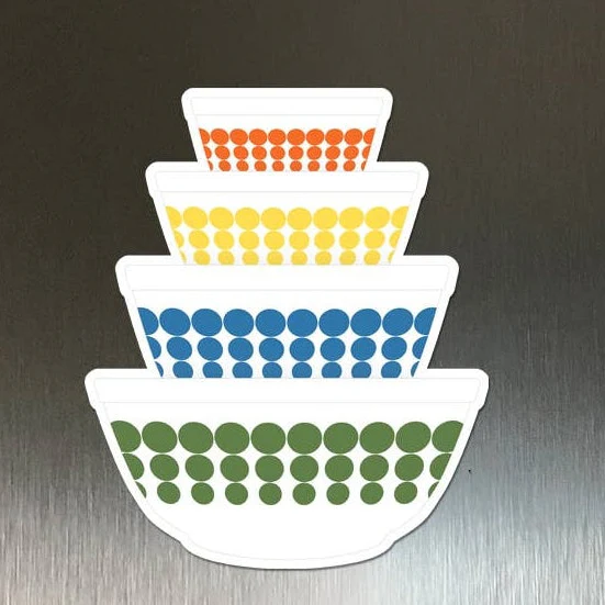 Pyrex-Inspired Mixing Bowl Stack Magnet | Retro Vintage Fridge Magnet - Image 9