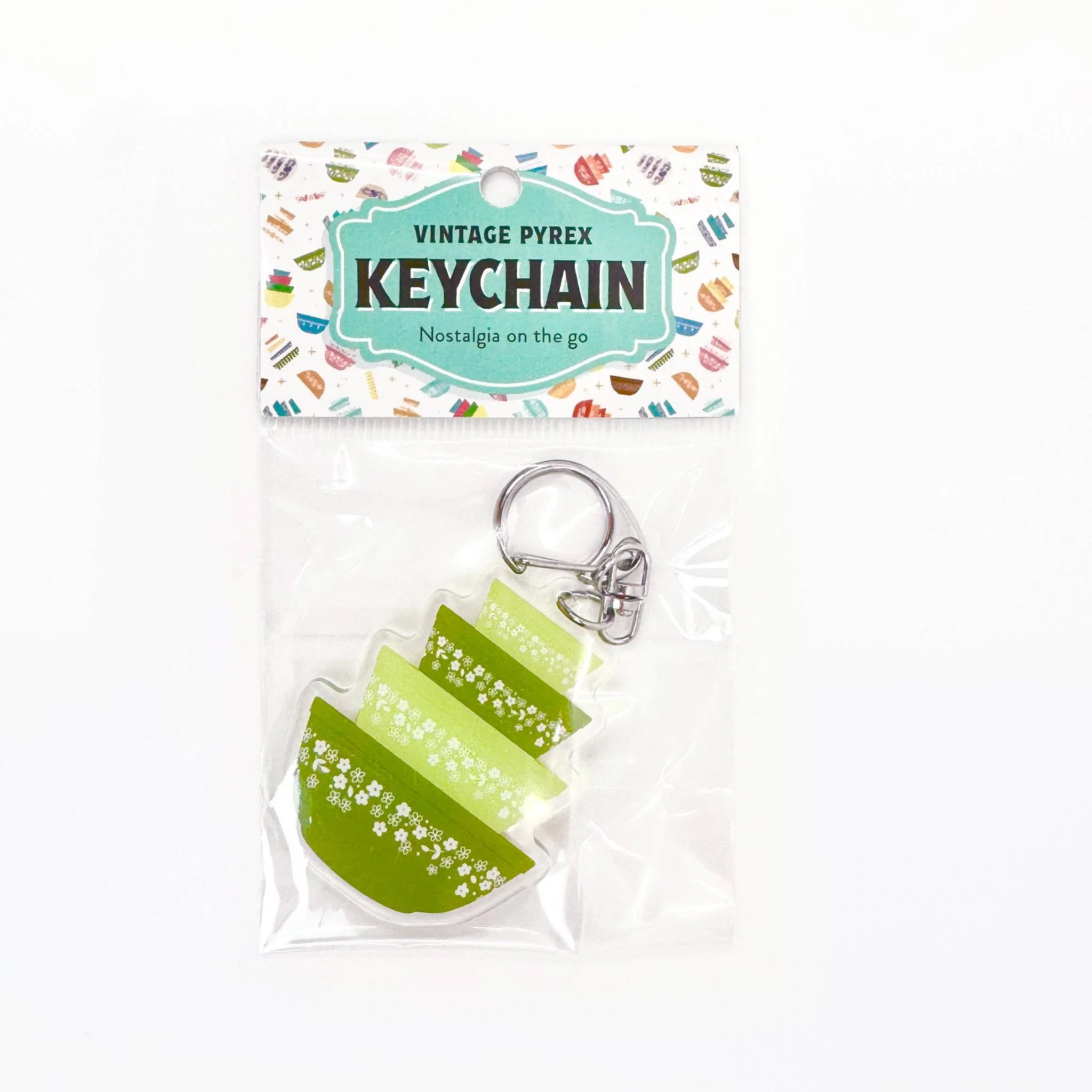 Pyrex-Inspired Mixing Bowl Keychain | Retro Acrylic Keyring for Collectors - Image 4