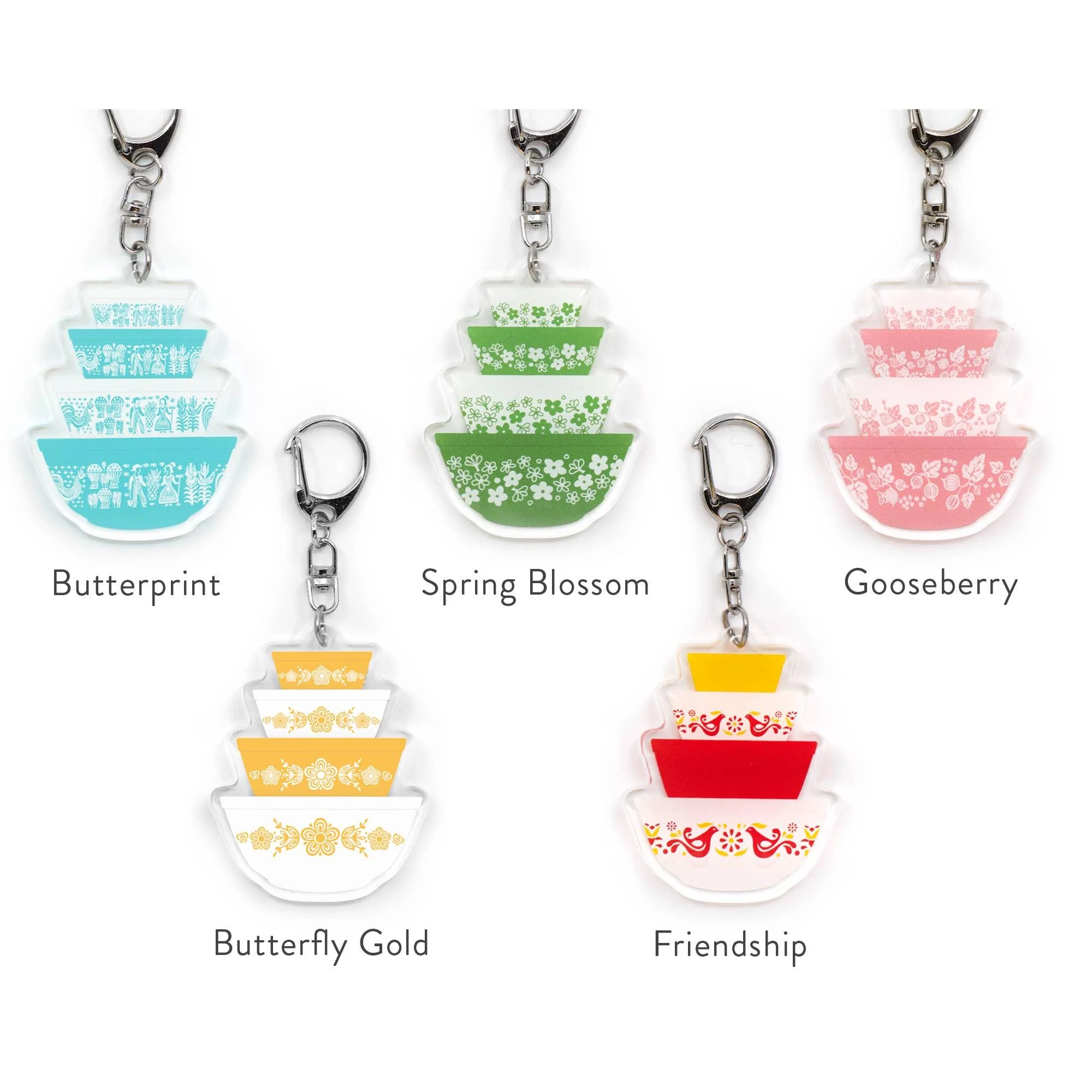 Pyrex-Inspired Mixing Bowl Keychain | Retro Acrylic Keyring for Collectors - Image 5