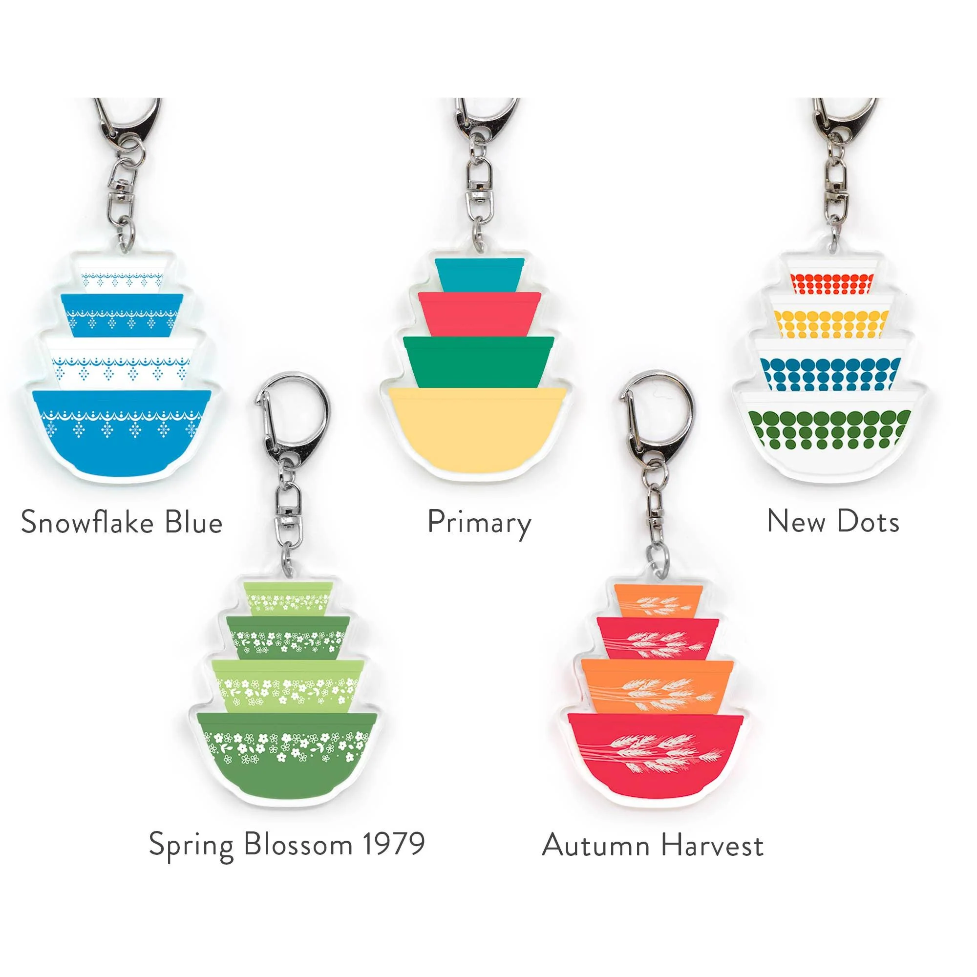 Pyrex-Inspired Mixing Bowl Keychain | Retro Acrylic Keyring for Collectors - Image 6