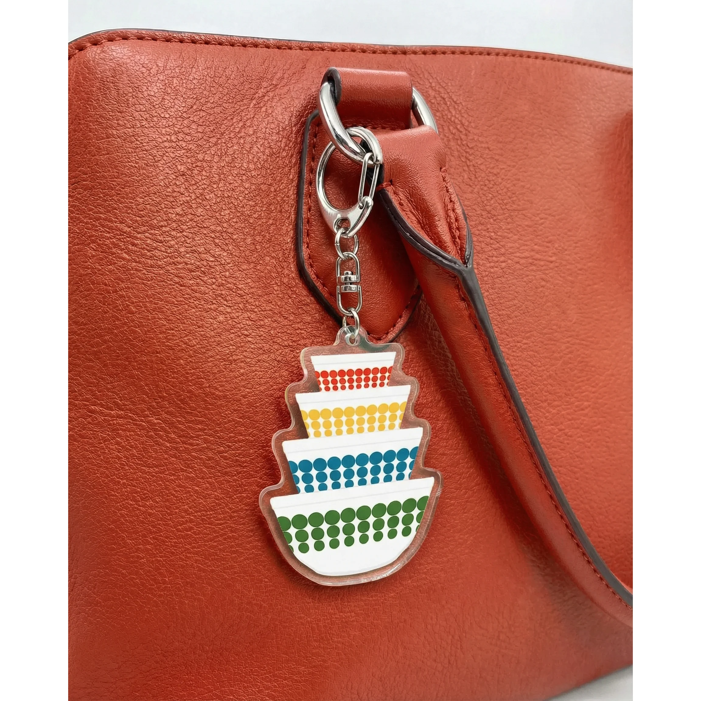Pyrex-Inspired Mixing Bowl Keychain | Retro Acrylic Keyring for Collectors - Image 8