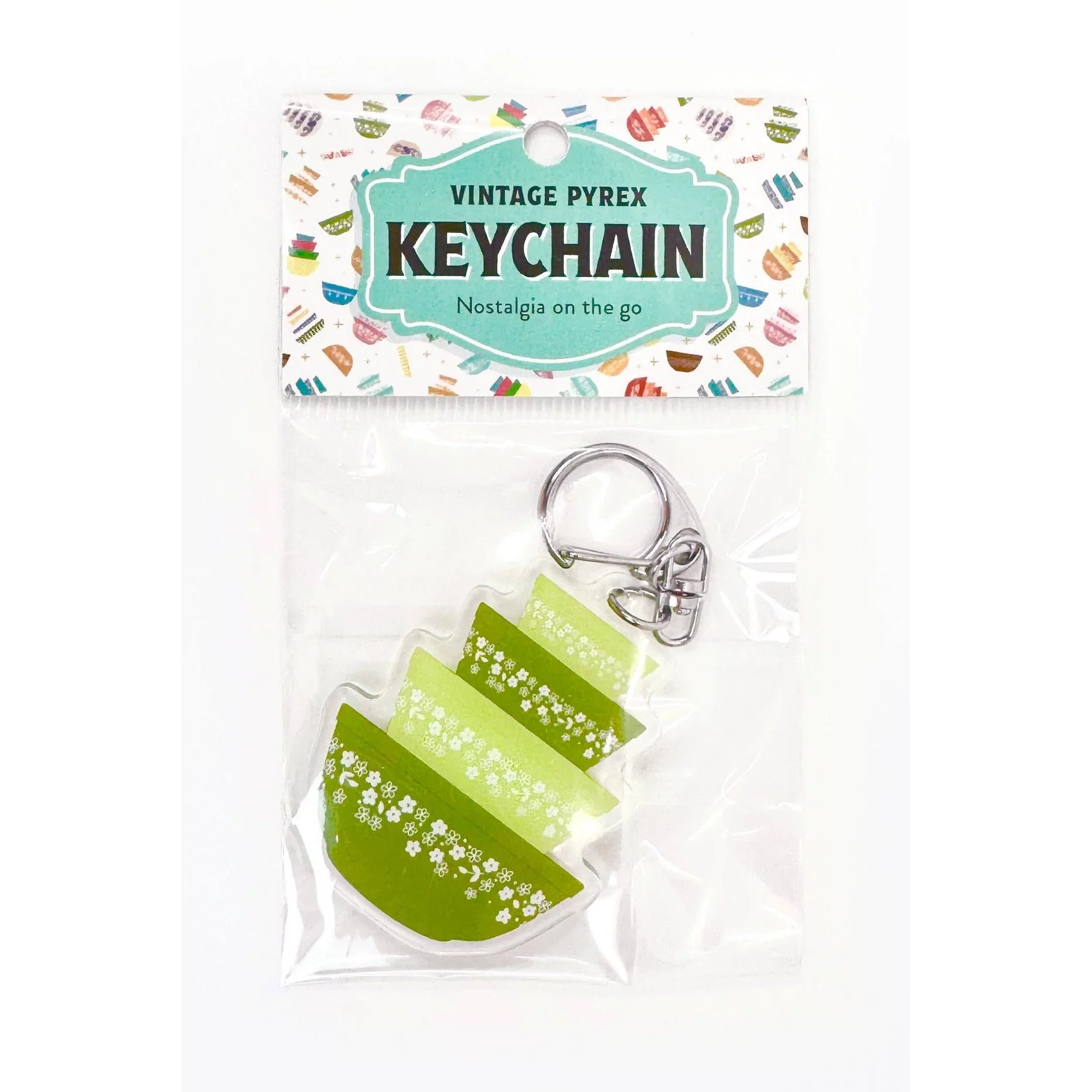 Pyrex-Inspired Mixing Bowl Keychain | Retro Acrylic Keyring for Collectors - Image 9