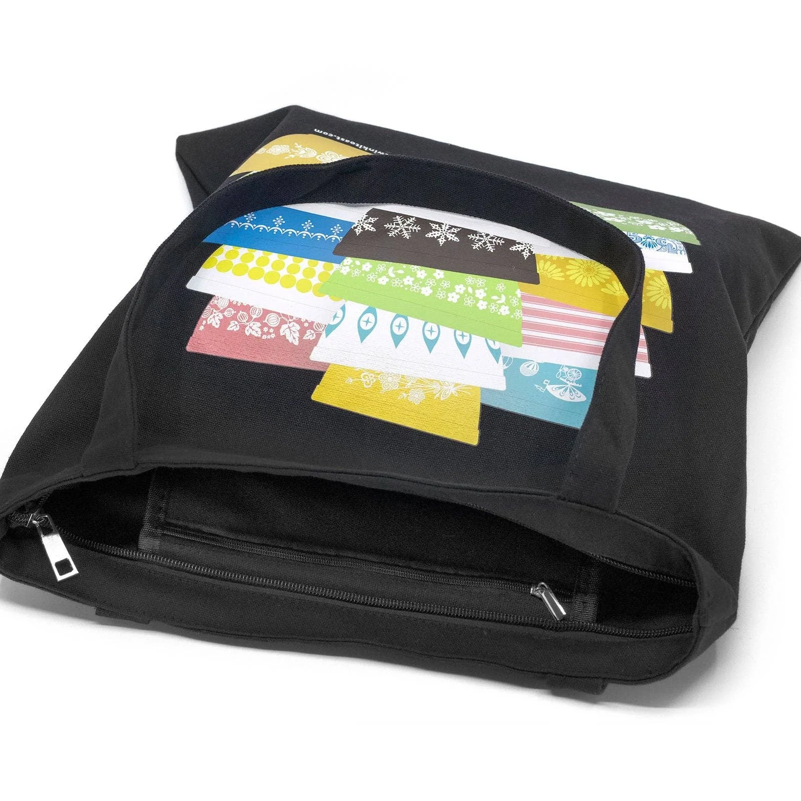 Pyrex-Inspired Retro Zipper Tote Bag | Vintage Mixing Bowl Cotton Tote with Pocket - Image 3