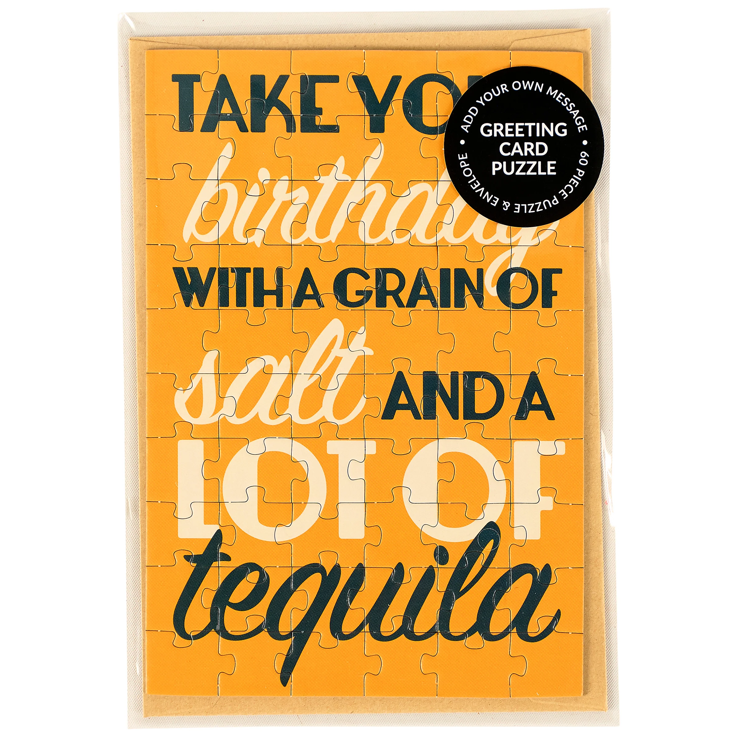 Take Your Birthday With A Grain Of Salt And A Lot Of Tequila Puzzle Card | Funny Tequila Greeting Card Gift - Image 3
