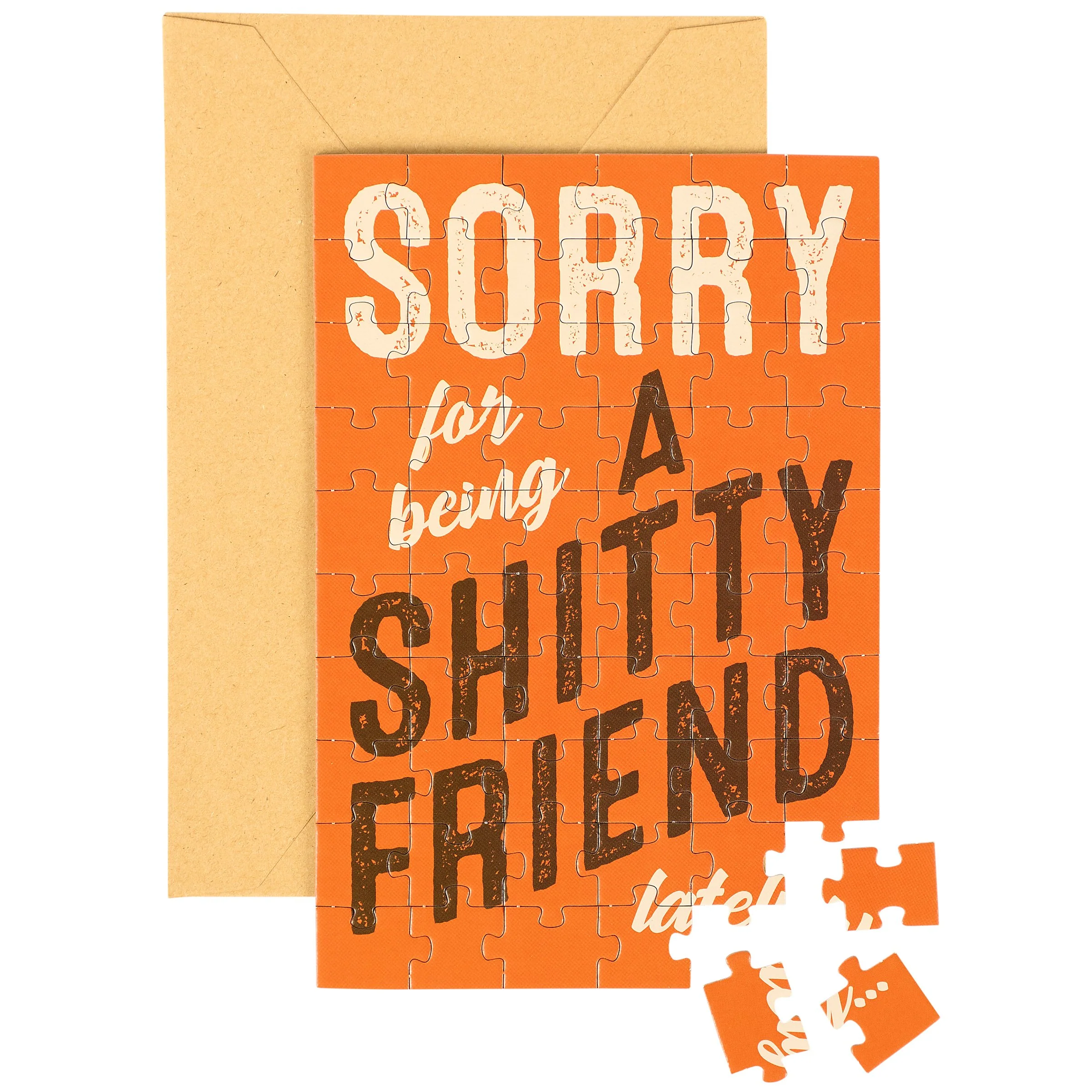 Sorry For Being A Shitty Friend Lately Puzzle Card | Funny Apology Greeting Card Puzzle Gift
