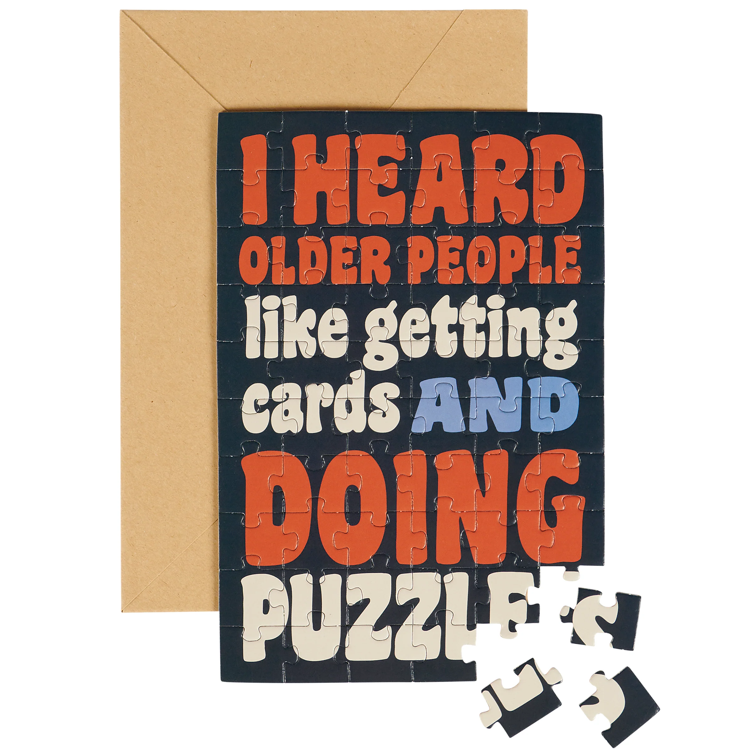 I Heard Older People Like Getting Cards And Doing Puzzles Puzzle Card | Funny Retro Birthday Greeting Card Gift