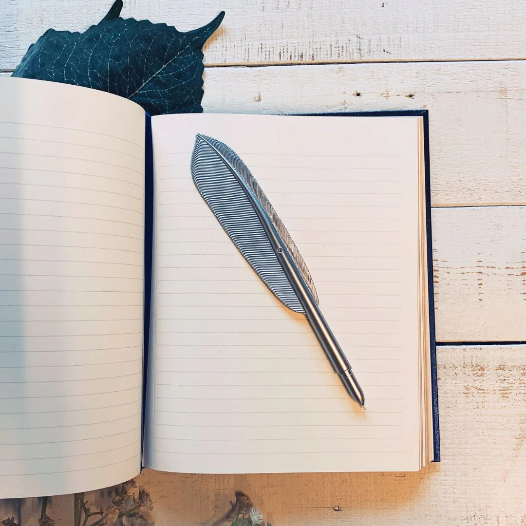 Quill Shaped Pen in Gold or Silver | Book Lover Faux Feather Pen - Image 13