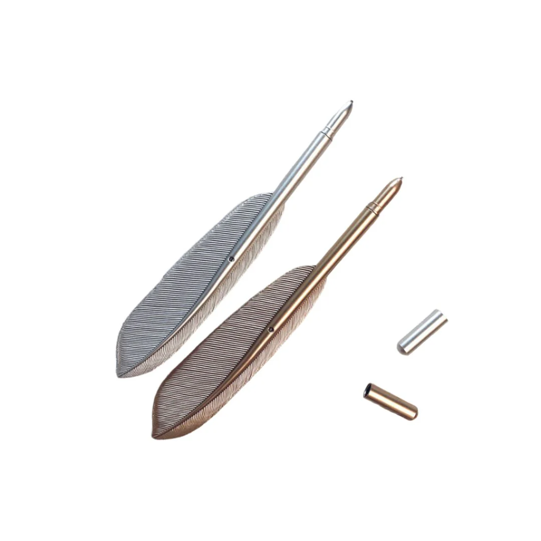 Quill Shaped Pen in Gold or Silver | Book Lover Faux Feather Pen - Image 4
