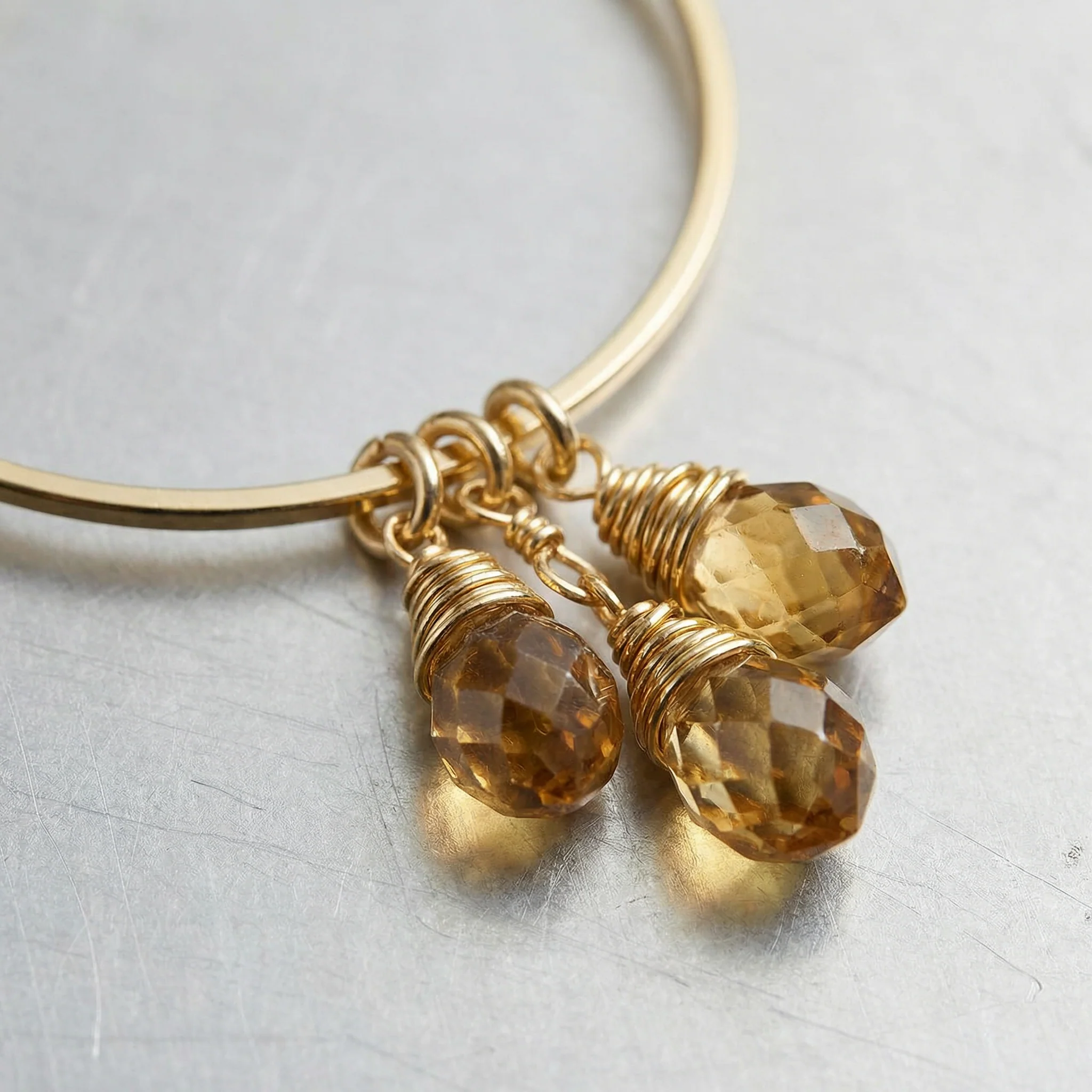 Radiant Crystal Dangle Hoops Earrings in Gold | Cut Glass Gemstones - Image 4