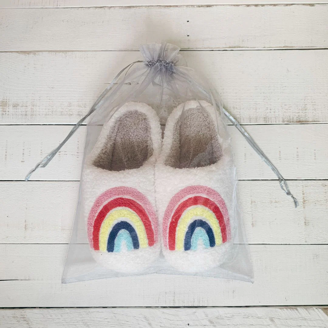 Rainbow Plush Cozy Women's Slippers [Size 8 Remaining] - Image 2