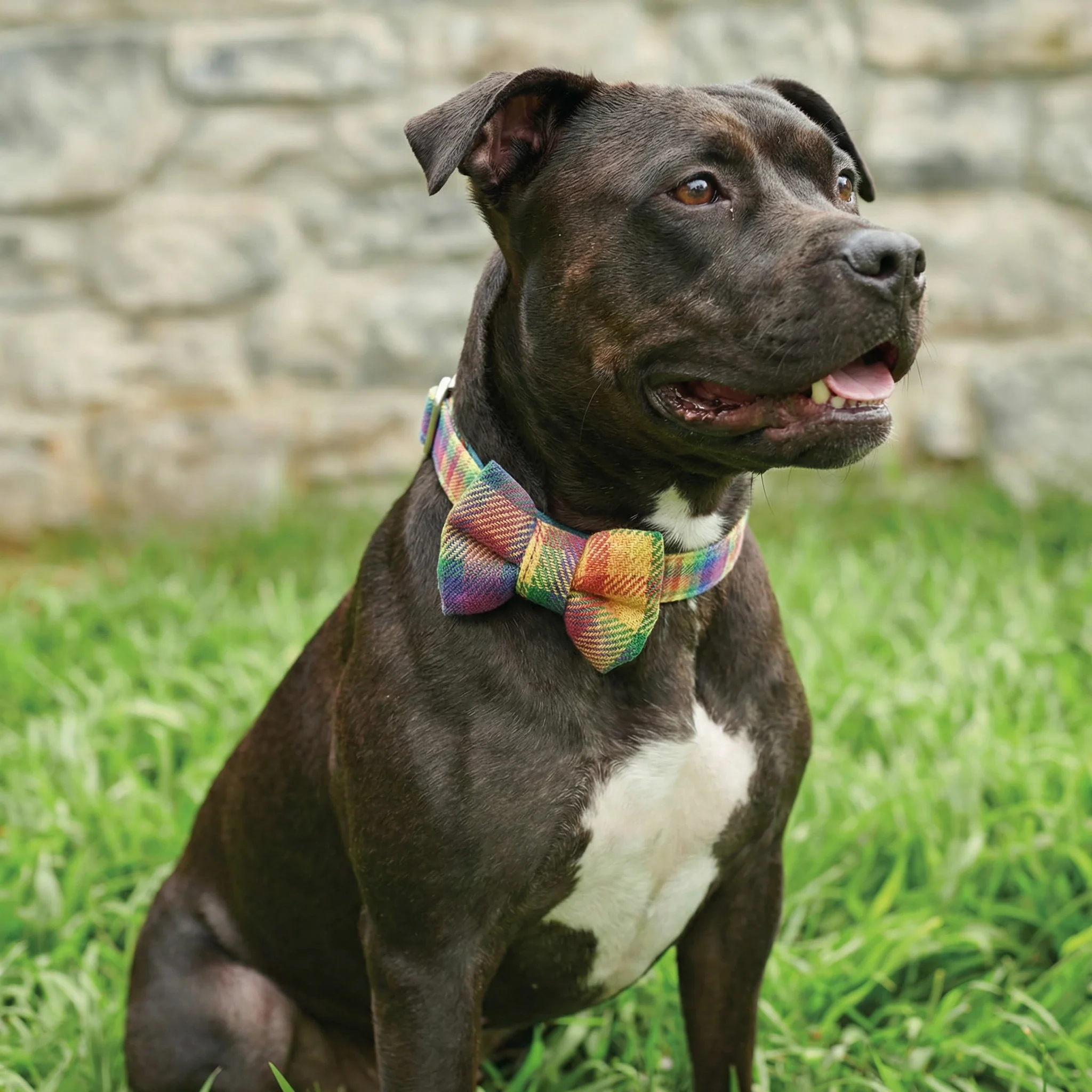 Rainbow Plaid Pet Bow Tie Set | LGBTQ Pride Pet Accessories | Gift For Cat/Dog Lover - Image 2
