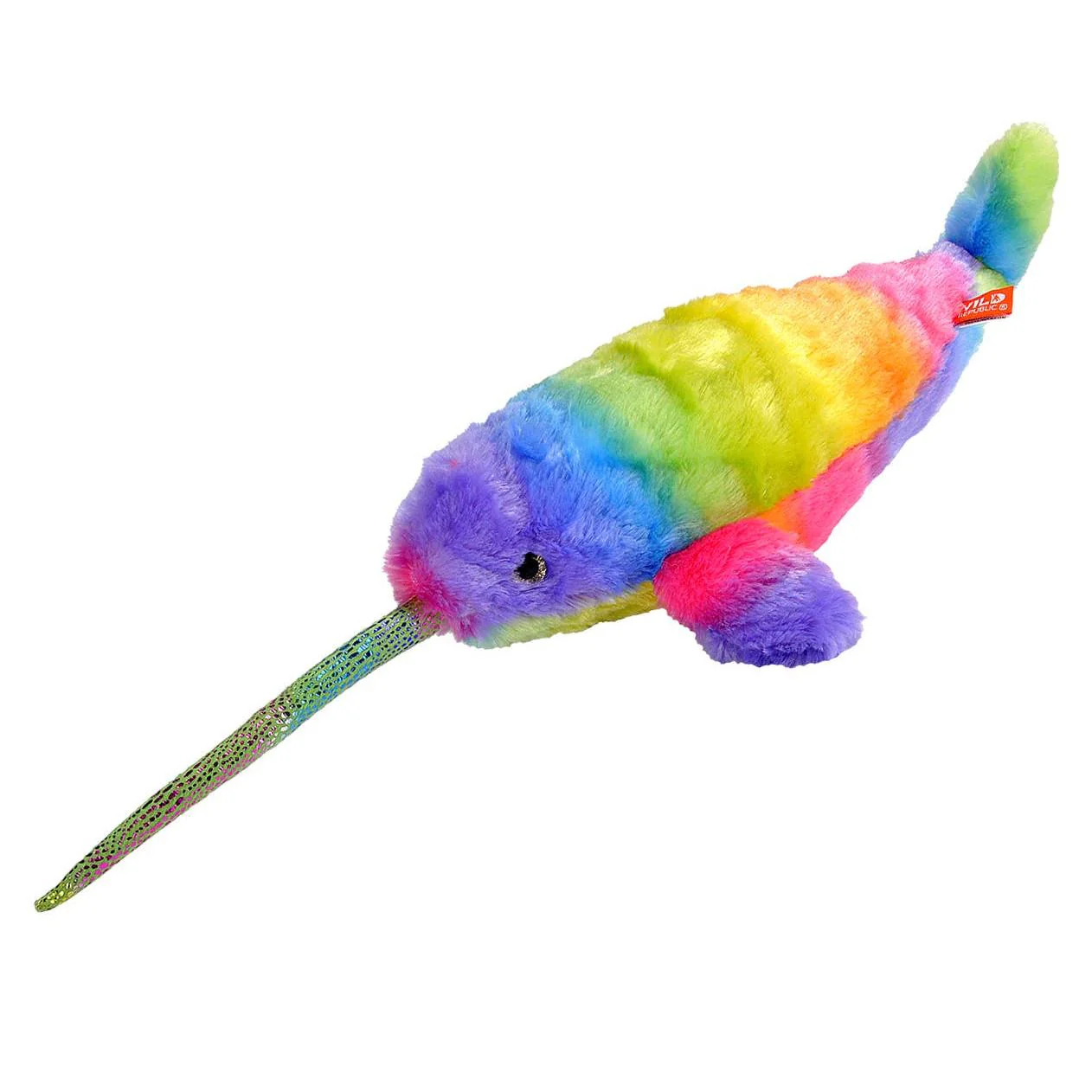 Rainbow Narwhal Stuffed Animal 12" | Rainbowkins Narwhal by Wild Republic - Image 2