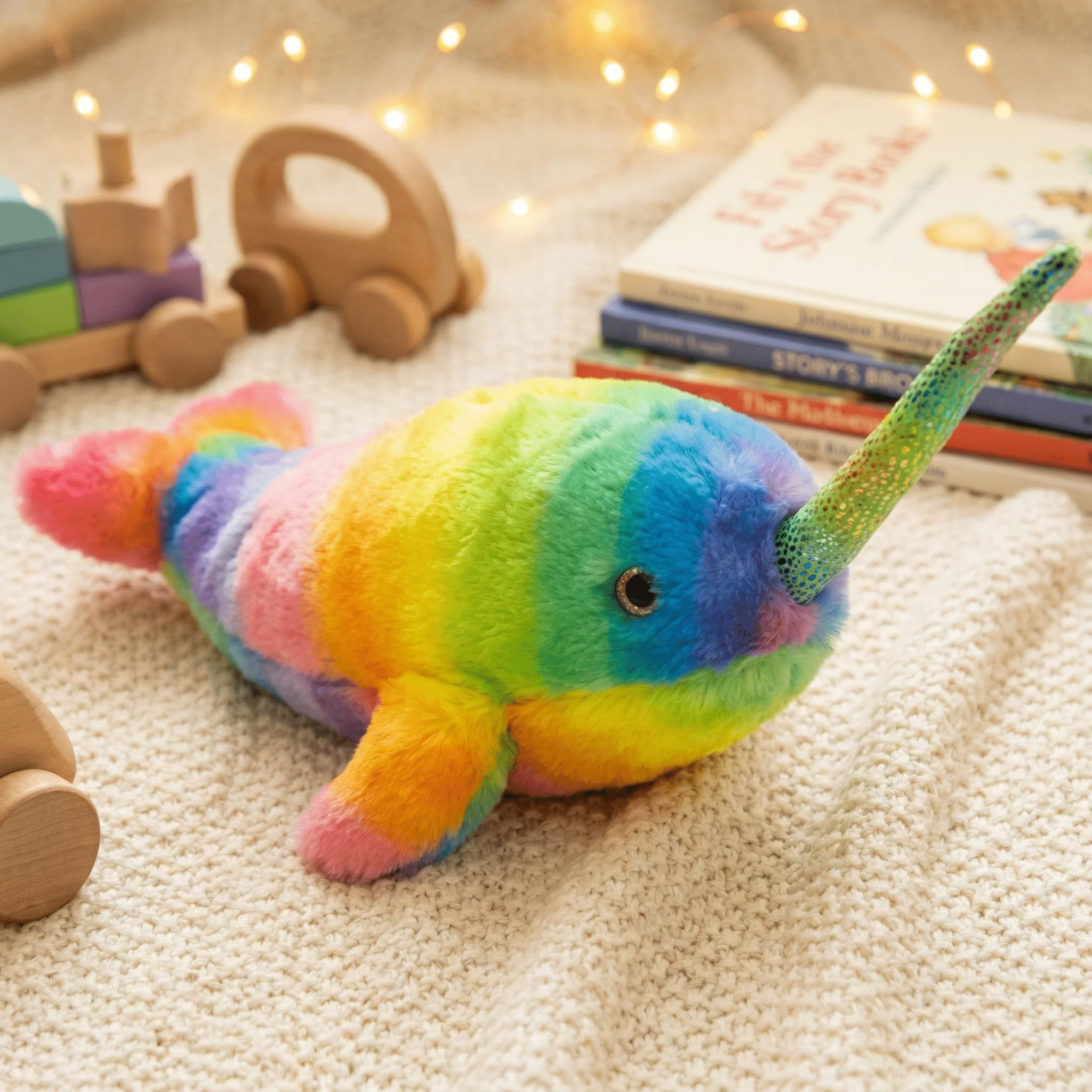 Rainbow Narwhal Stuffed Animal 12" | Rainbowkins Narwhal by Wild Republic - Image 3