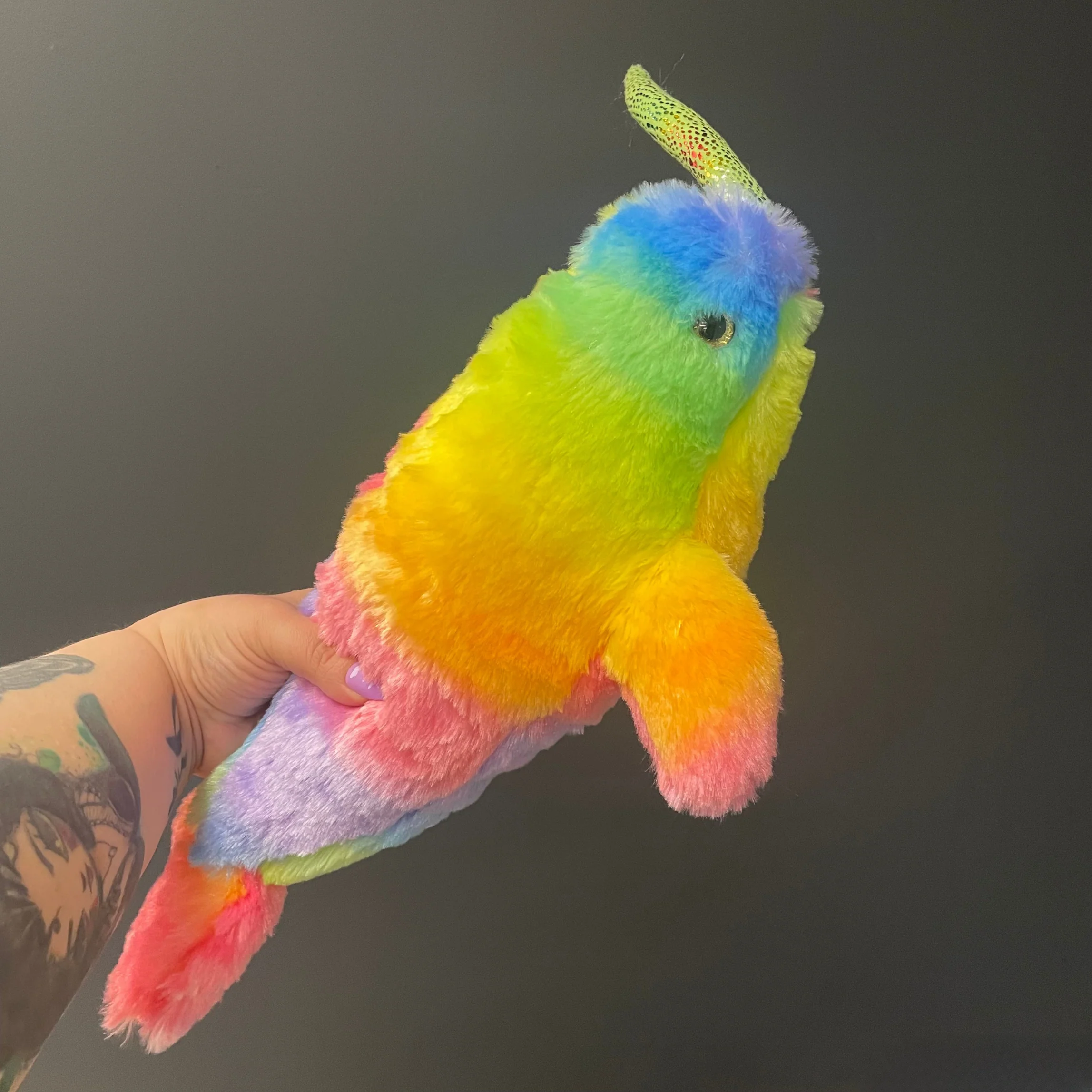 Rainbow Narwhal Stuffed Animal 12" | Rainbowkins Narwhal by Wild Republic - Image 4