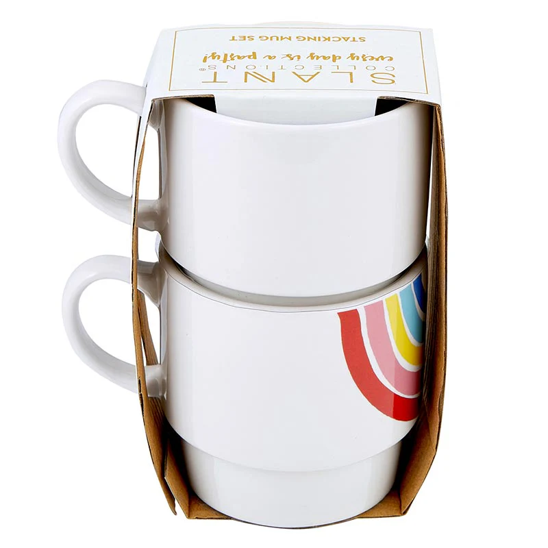 Set of 2 Rainbow Stacking Mugs | Ceramic Mug Set - Image 5