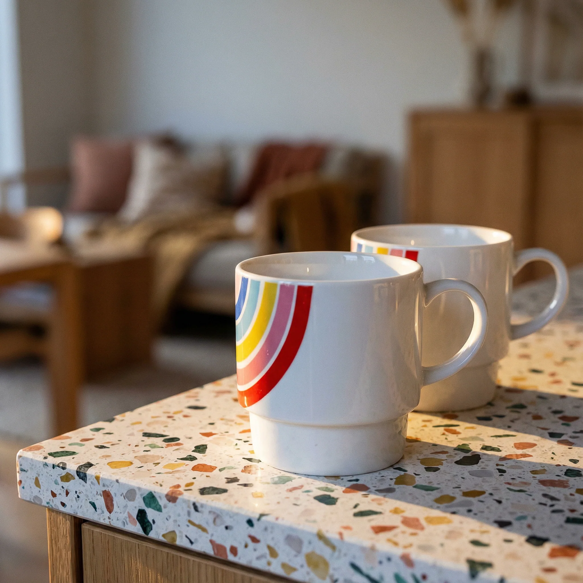 Set of 2 Rainbow Stacking Mugs | Ceramic Mug Set - Image 7