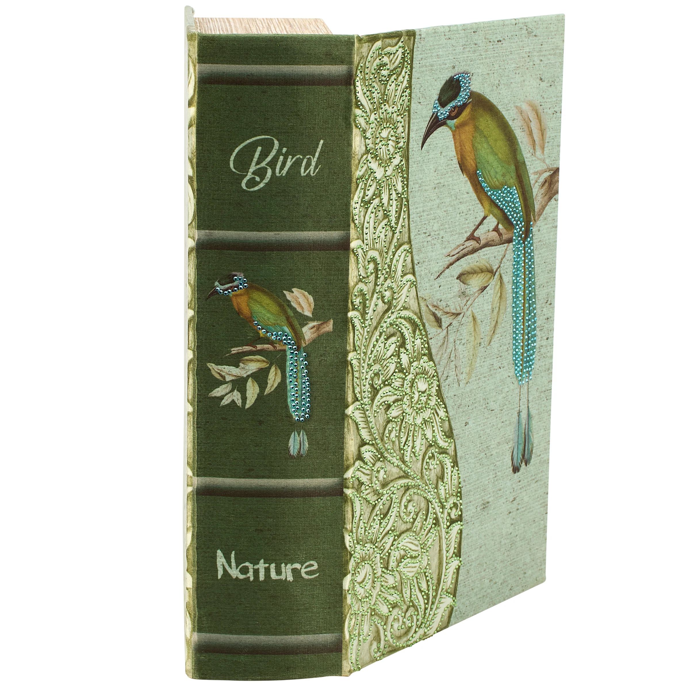 Rainforest Bird & Florals Book Box | Vintage Book Shaped Storage Stash Trinket Box - Image 5